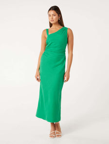 Sadie Linen Midi Dress Tropical Green