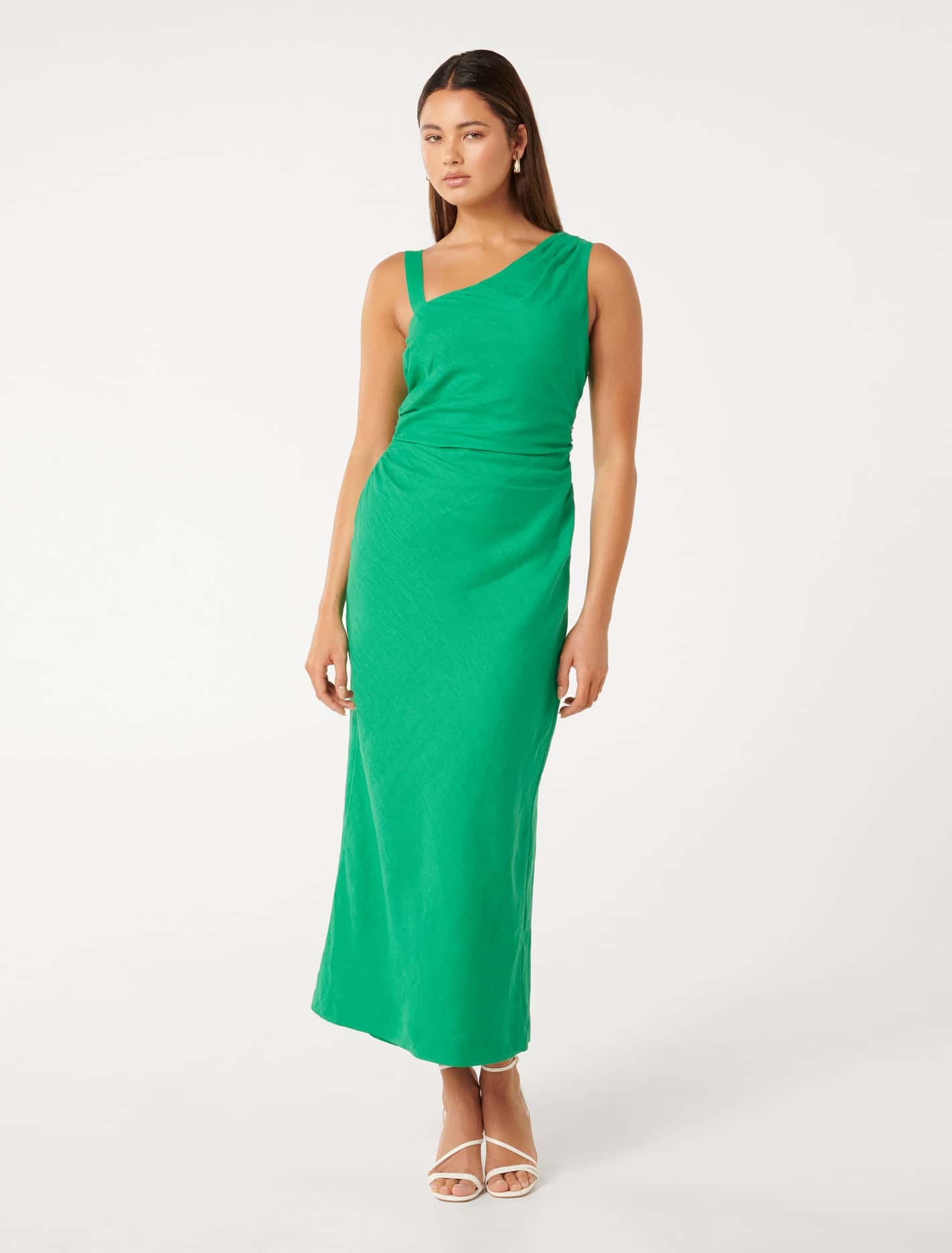 Sadie Linen Midi Dress Tropical Green