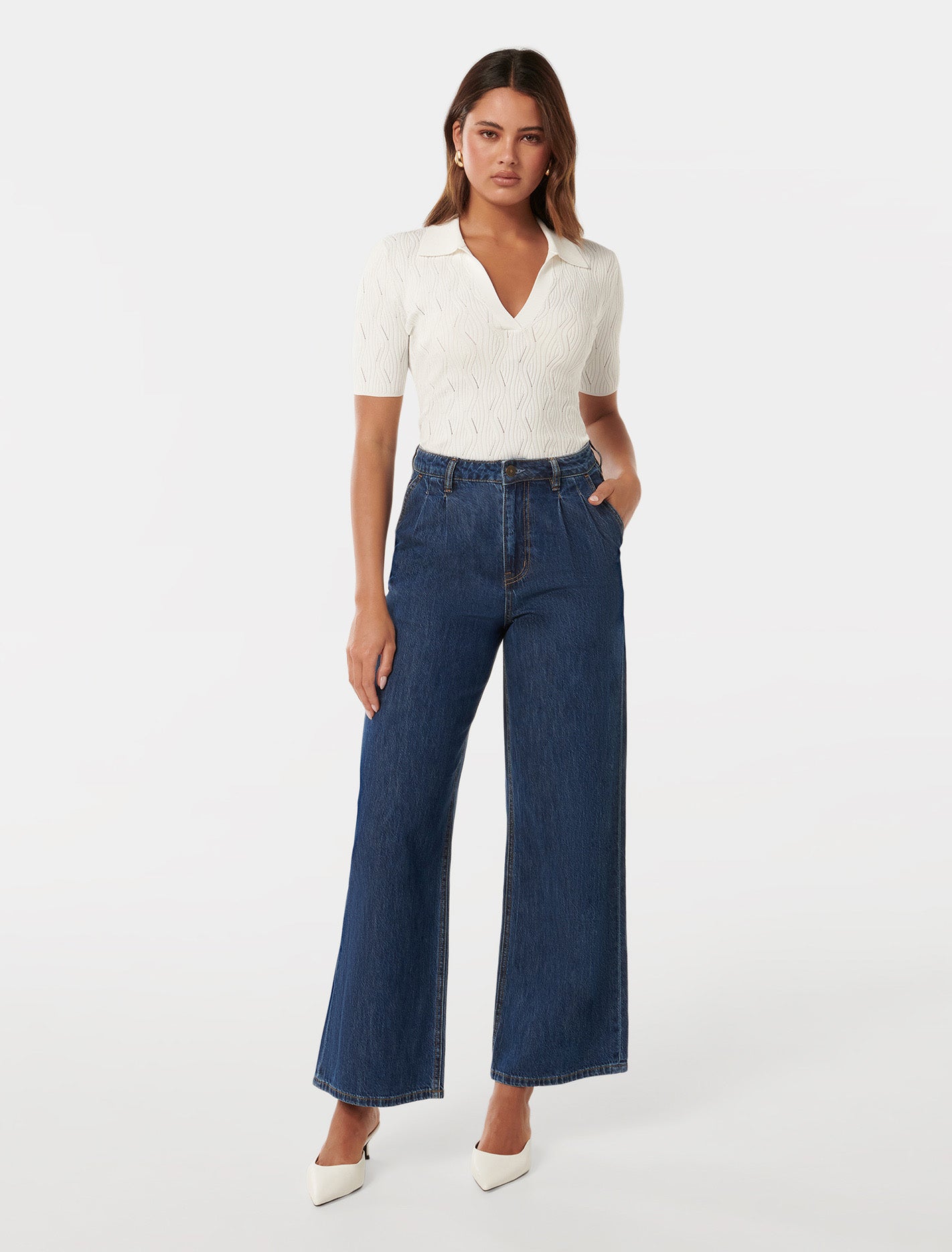 Paris S/S Textured Knit Top Porcelain