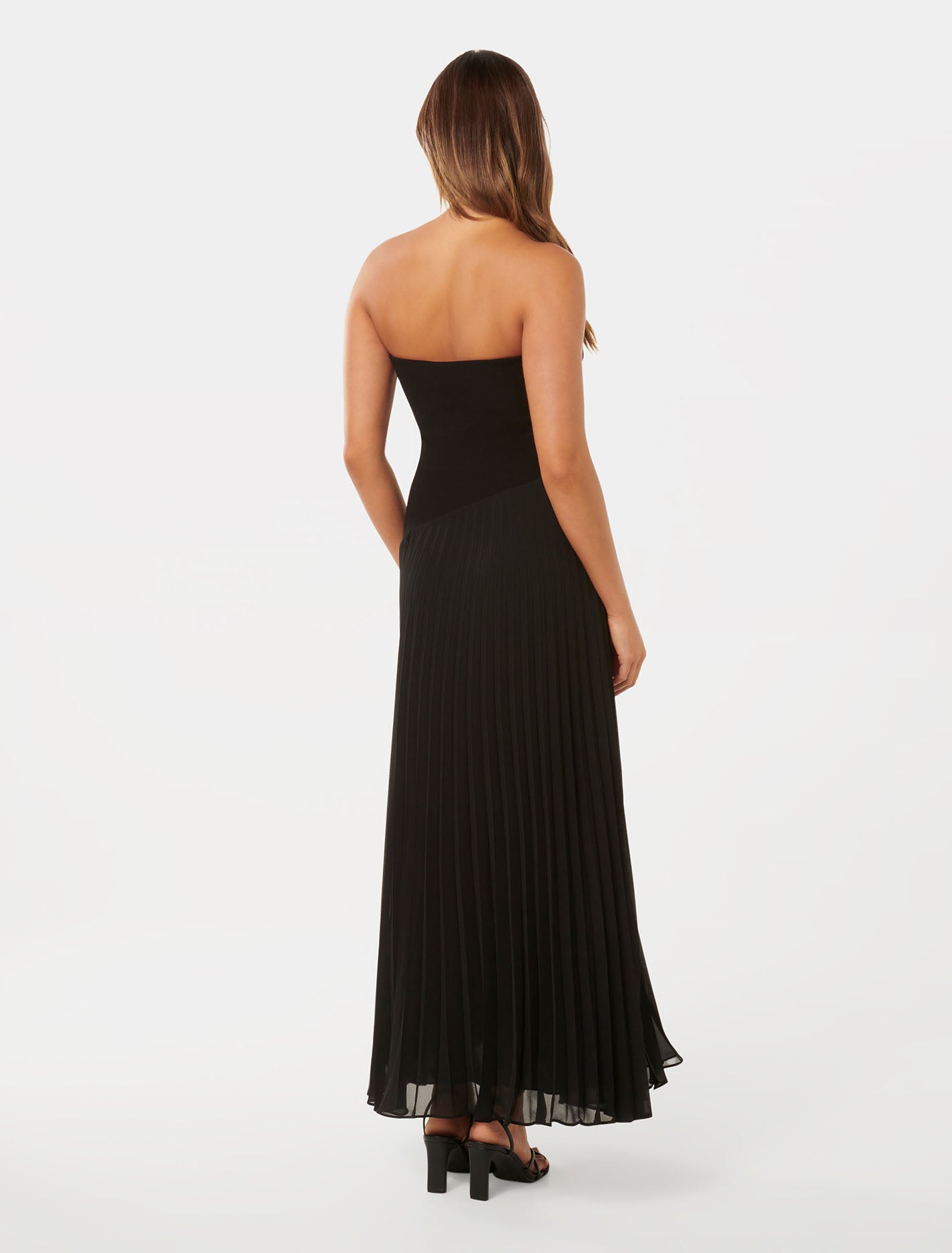 Capri Strapless Pleat Midi Black
