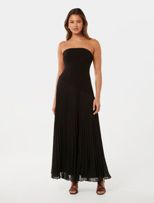 Capri Strapless Pleat Midi Black