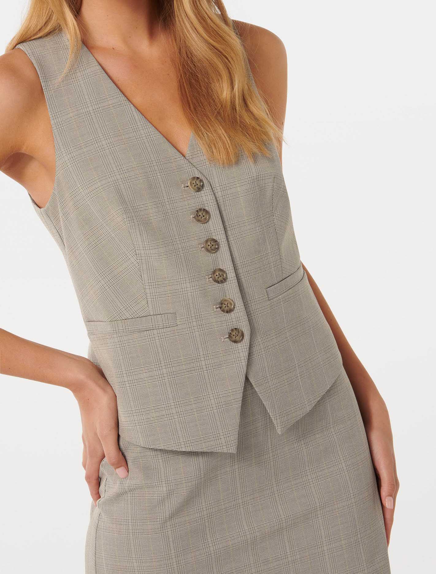 Rose Waistcoat Light Grey Check Suit