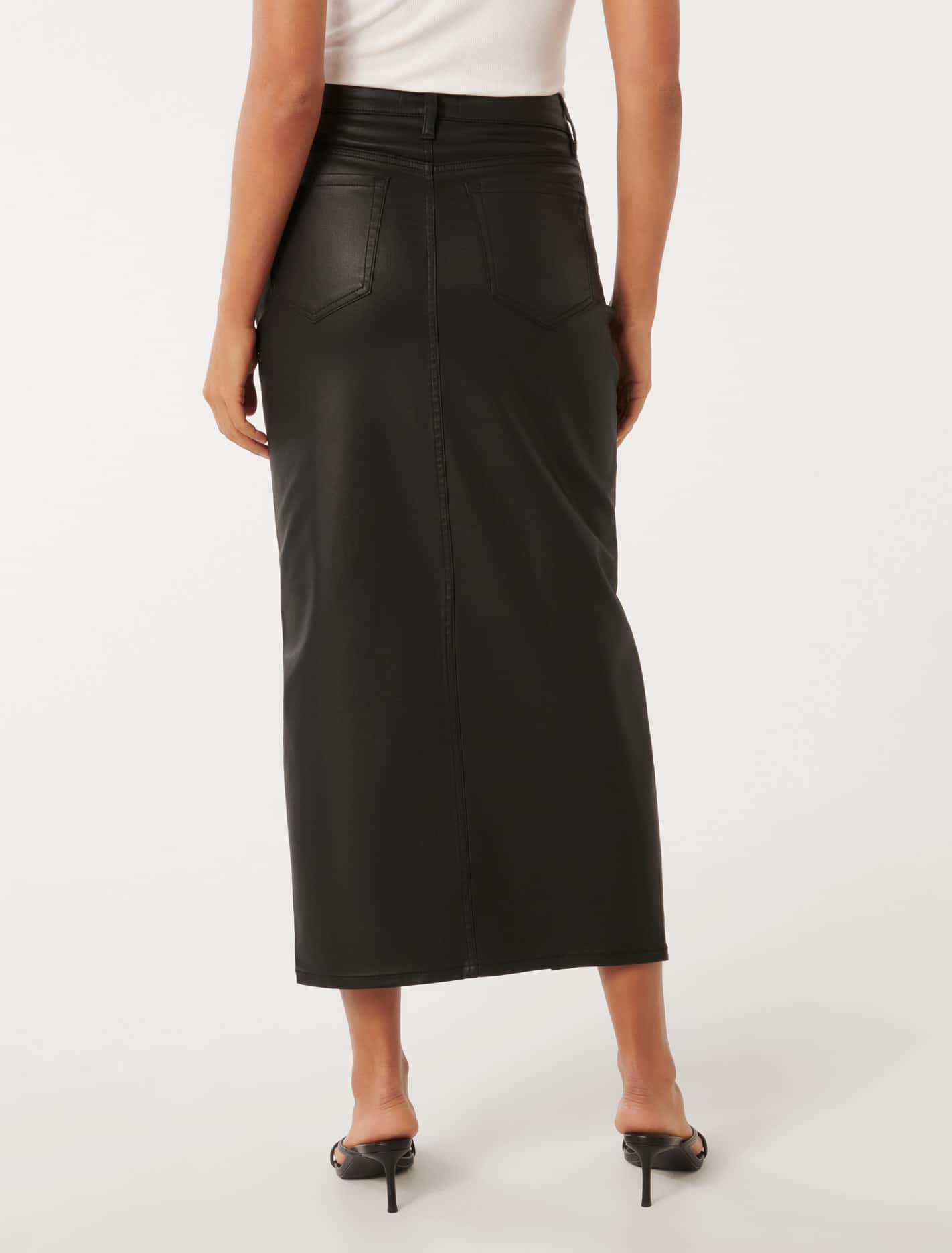 Danni Coated Midi Skirt Black Coated