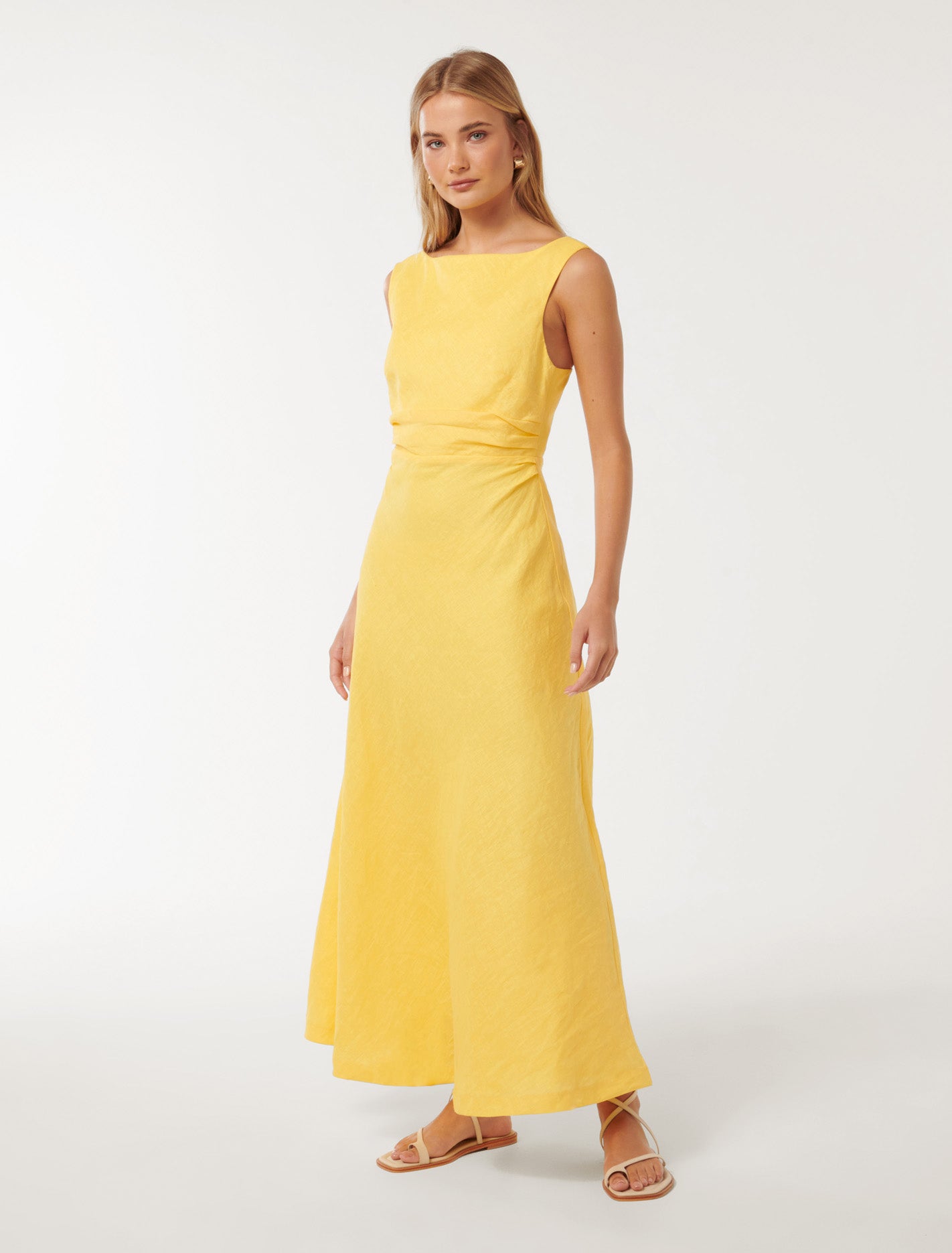 Tania Linen Midi Dress Aspen Gold