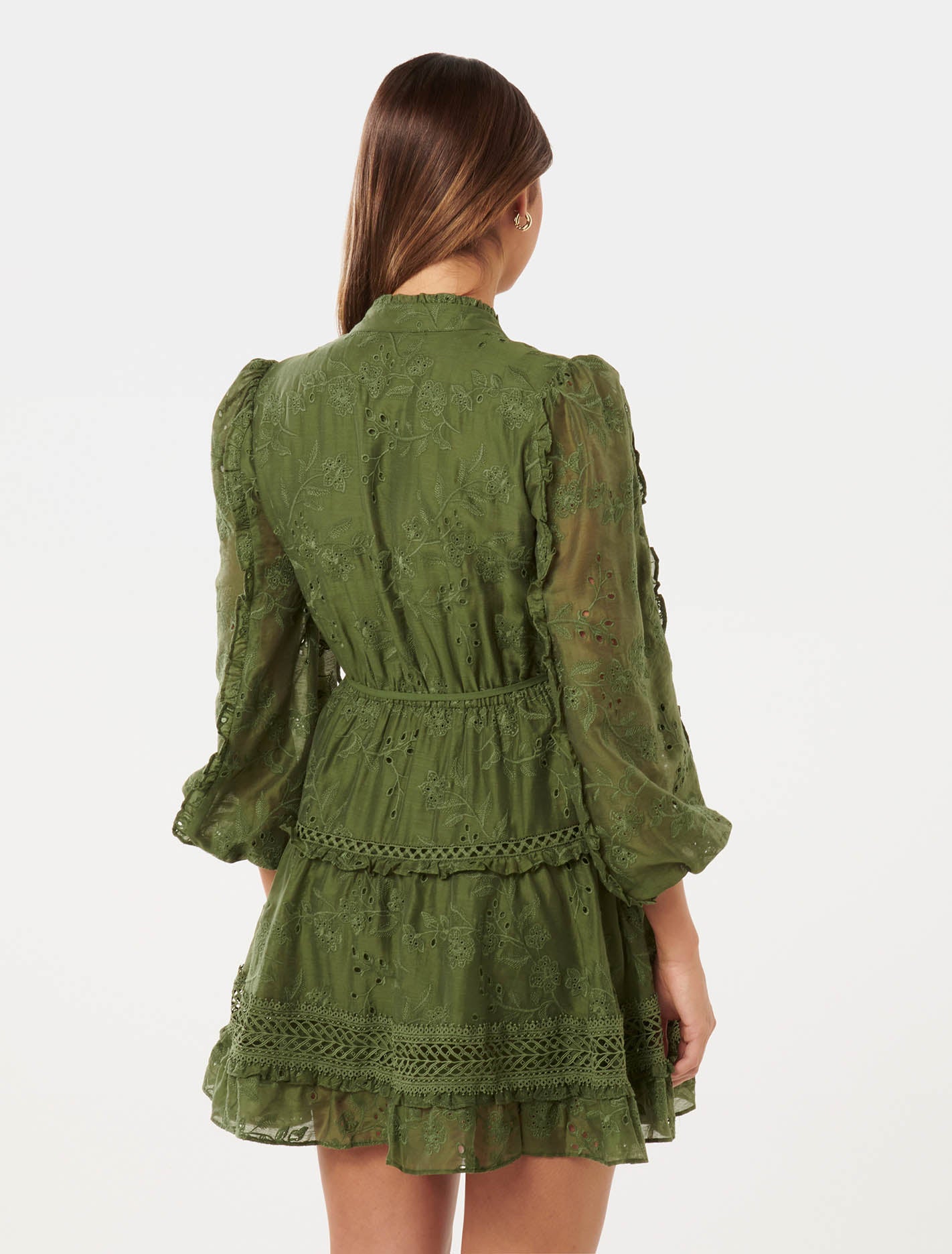 Ivana Trim Detail Mini Dress Vineyard Green