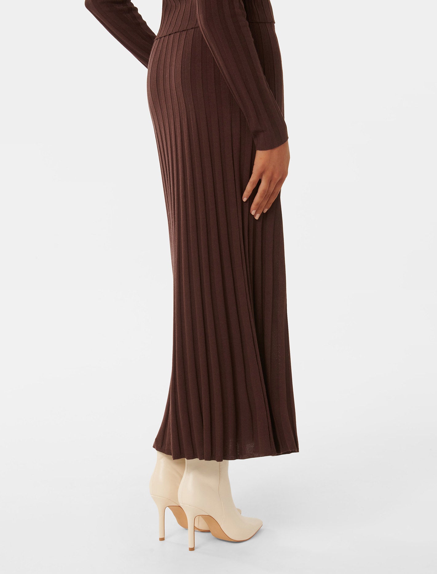 Sylvie Petite Knitted A-Line Skirt Chocolate