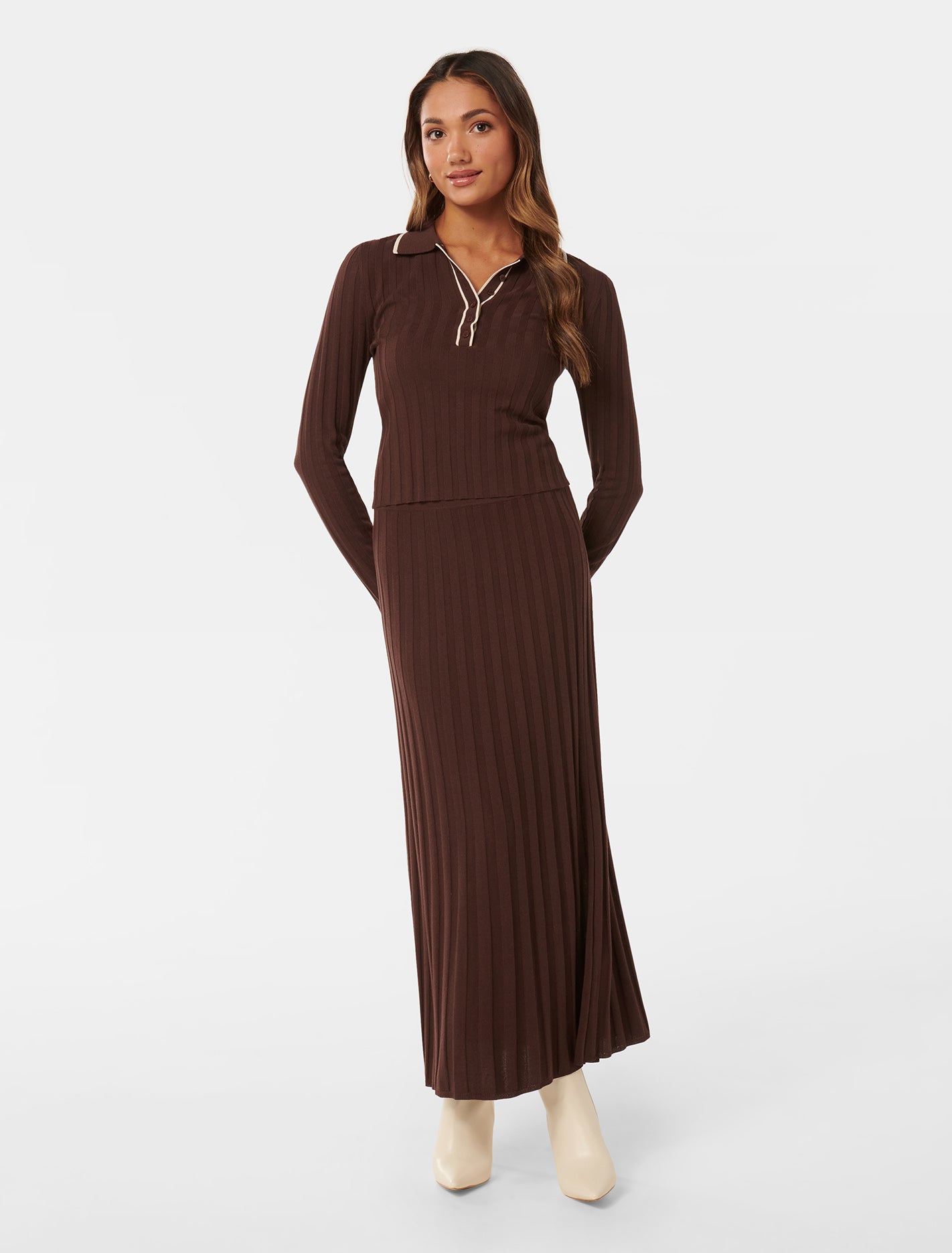Sylvie Petite Knitted A-Line Skirt Chocolate