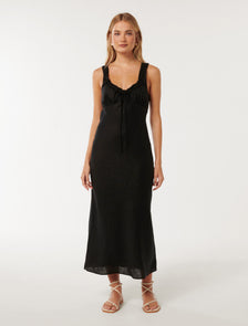 Etta Bow Tie Midi Dress Black