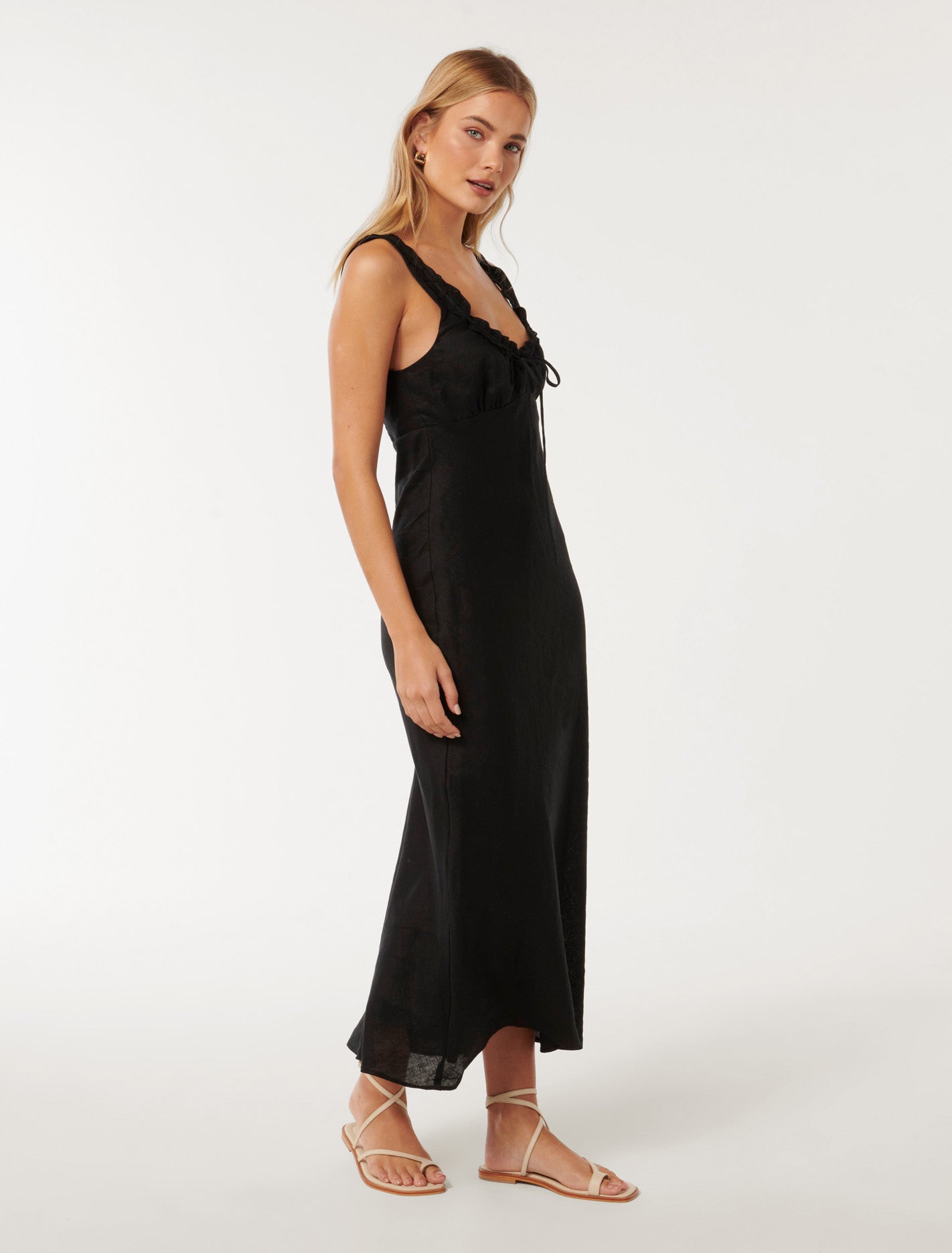 Etta Bow Tie Midi Dress Black