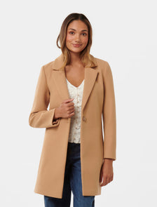 Anna Petite Single Breasted Coatigan Mid Camel