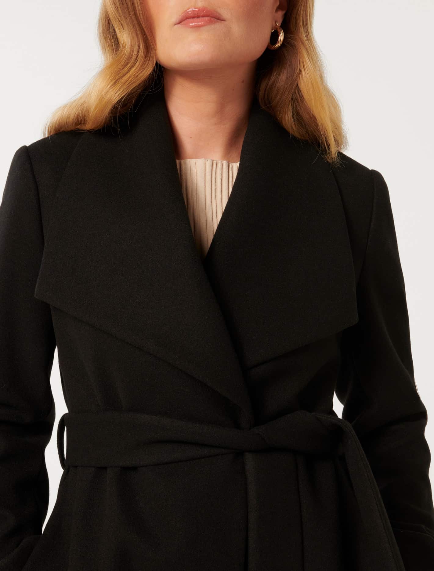 Steph Petite Wrap Coat Black