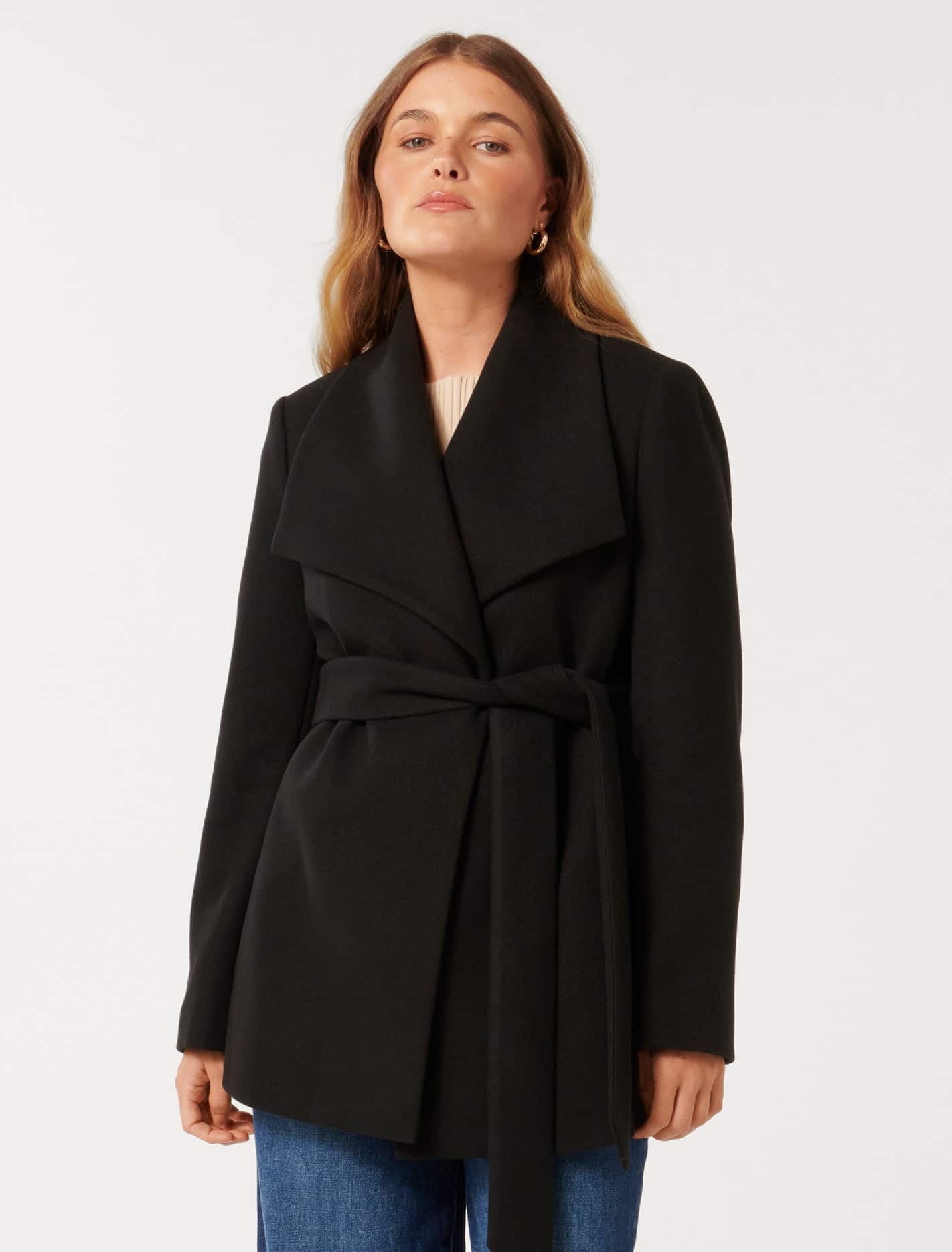 Steph Petite Wrap Coat Black