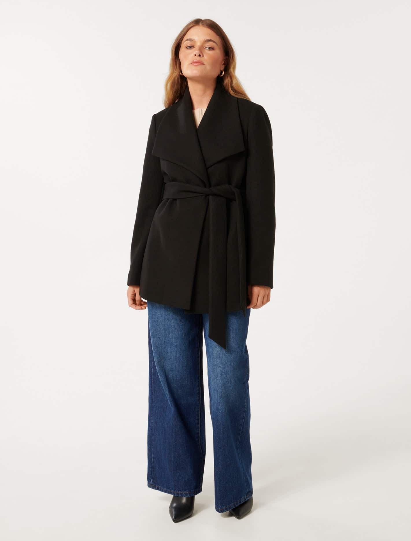 Steph Petite Wrap Coat Black