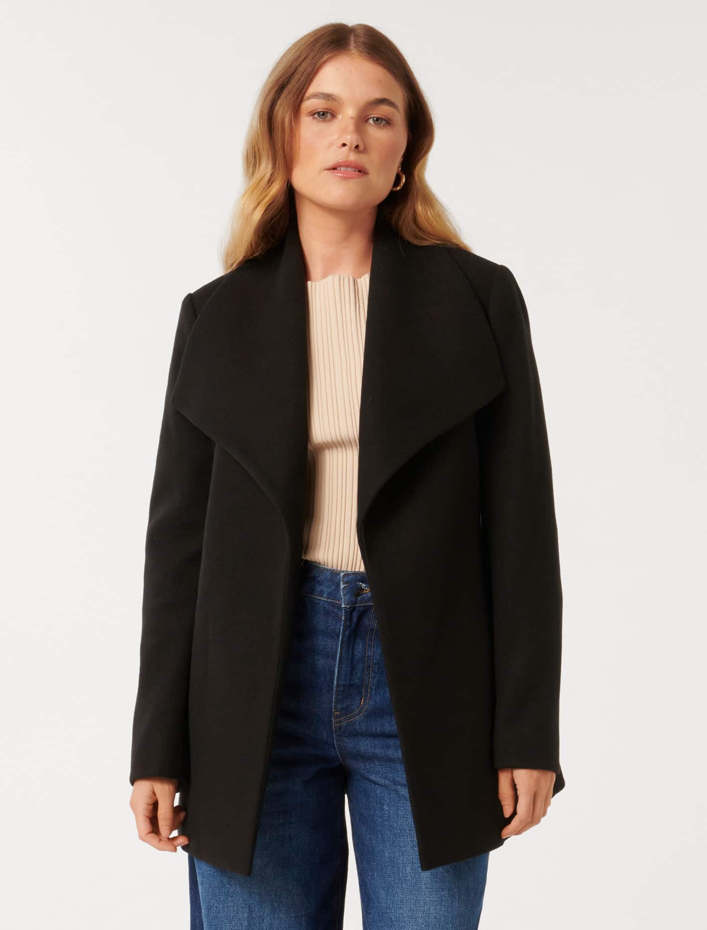 Steph Petite Wrap Coat Black