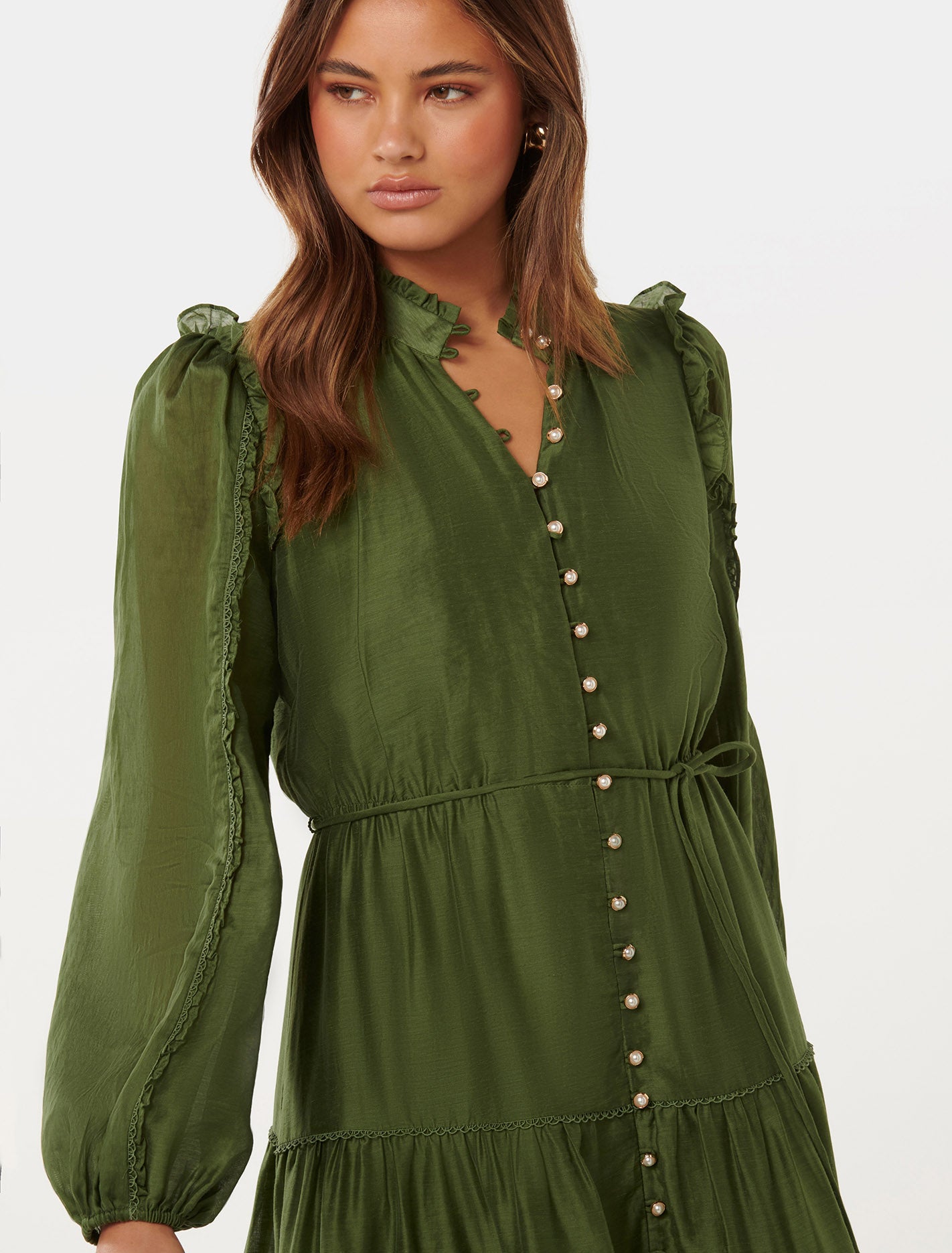 Jessie Button Down Midi Vineyard Green