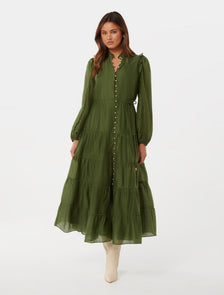 Jessie Button Down Midi Vineyard Green