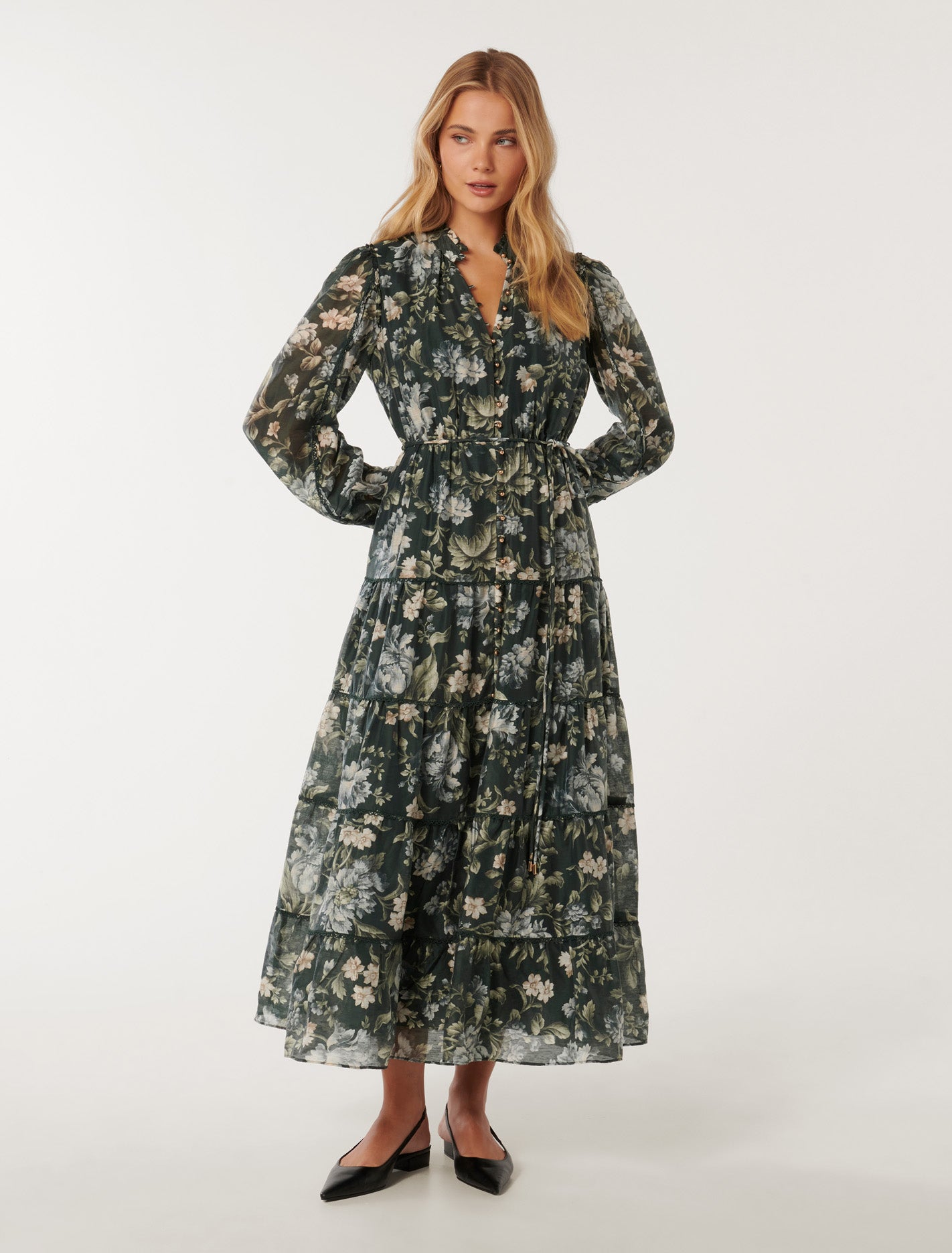 Jessie Button Down Midi Kinsley Floral