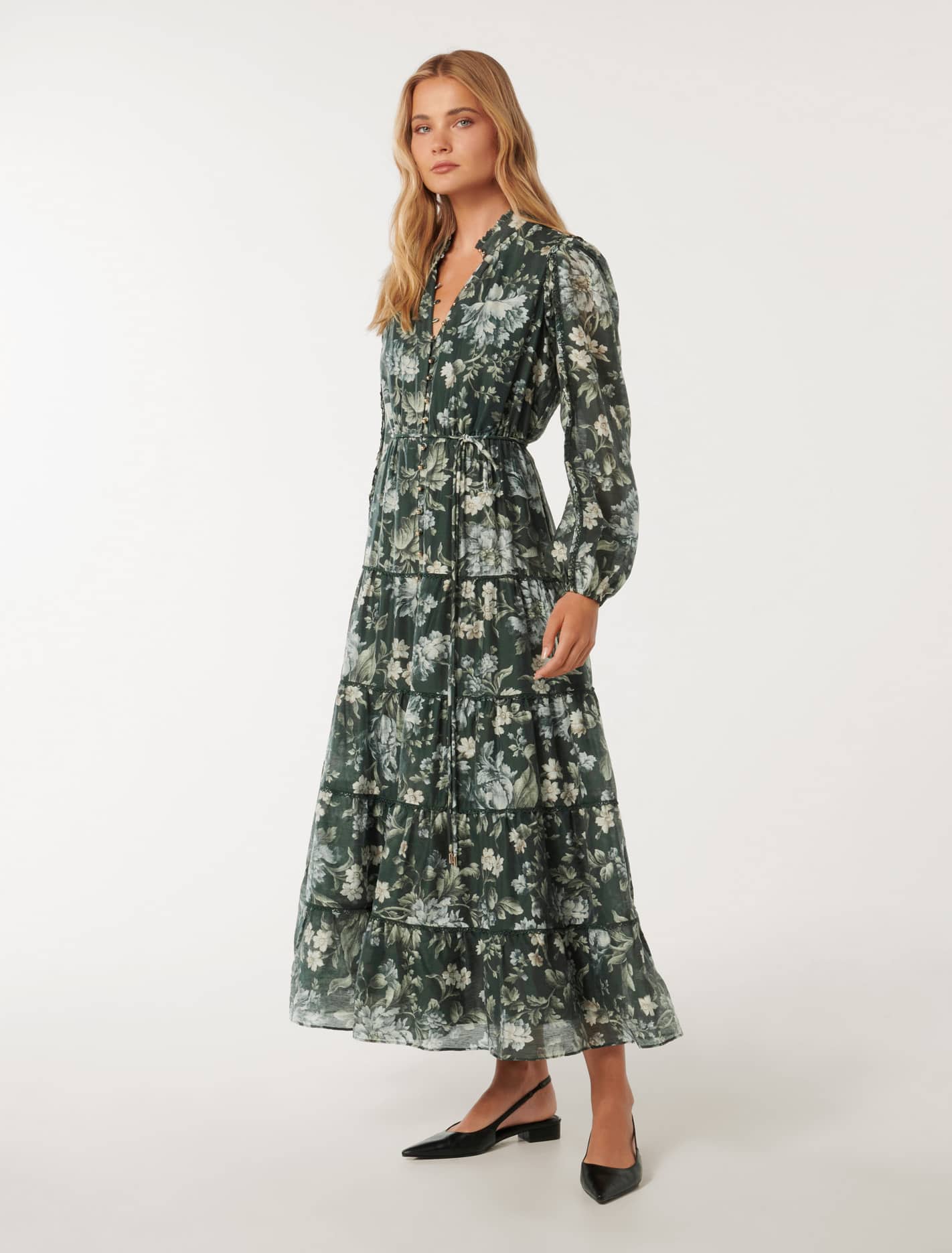 Jessie Button Down Midi Kinsley Floral