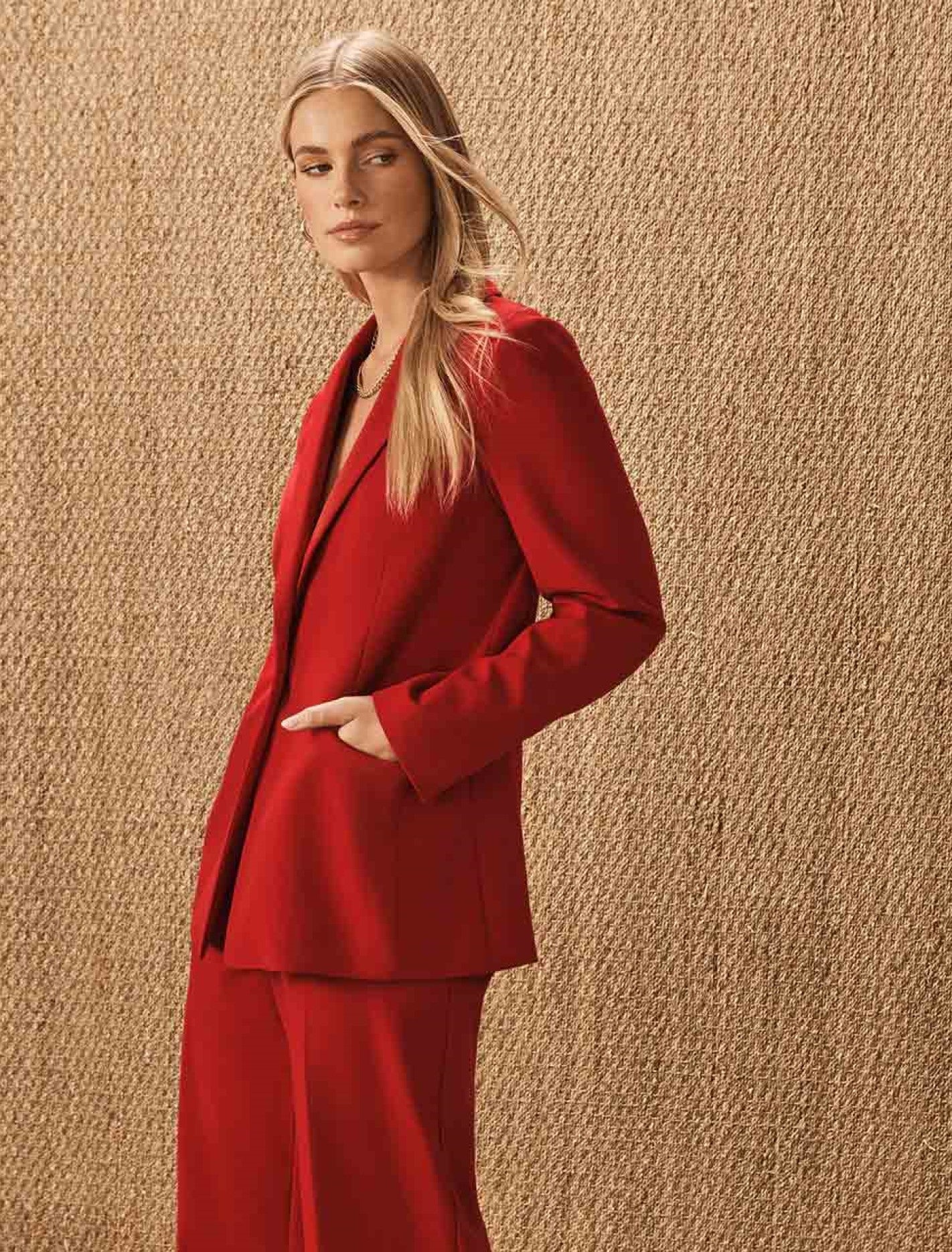 Frankie Single Breasted Blazer Red Suit
