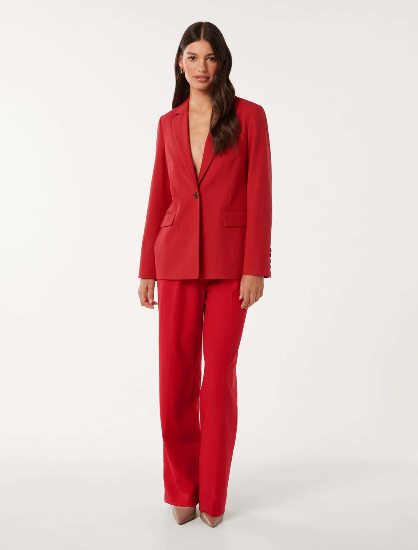 Frankie Single Breasted Blazer Red Suit