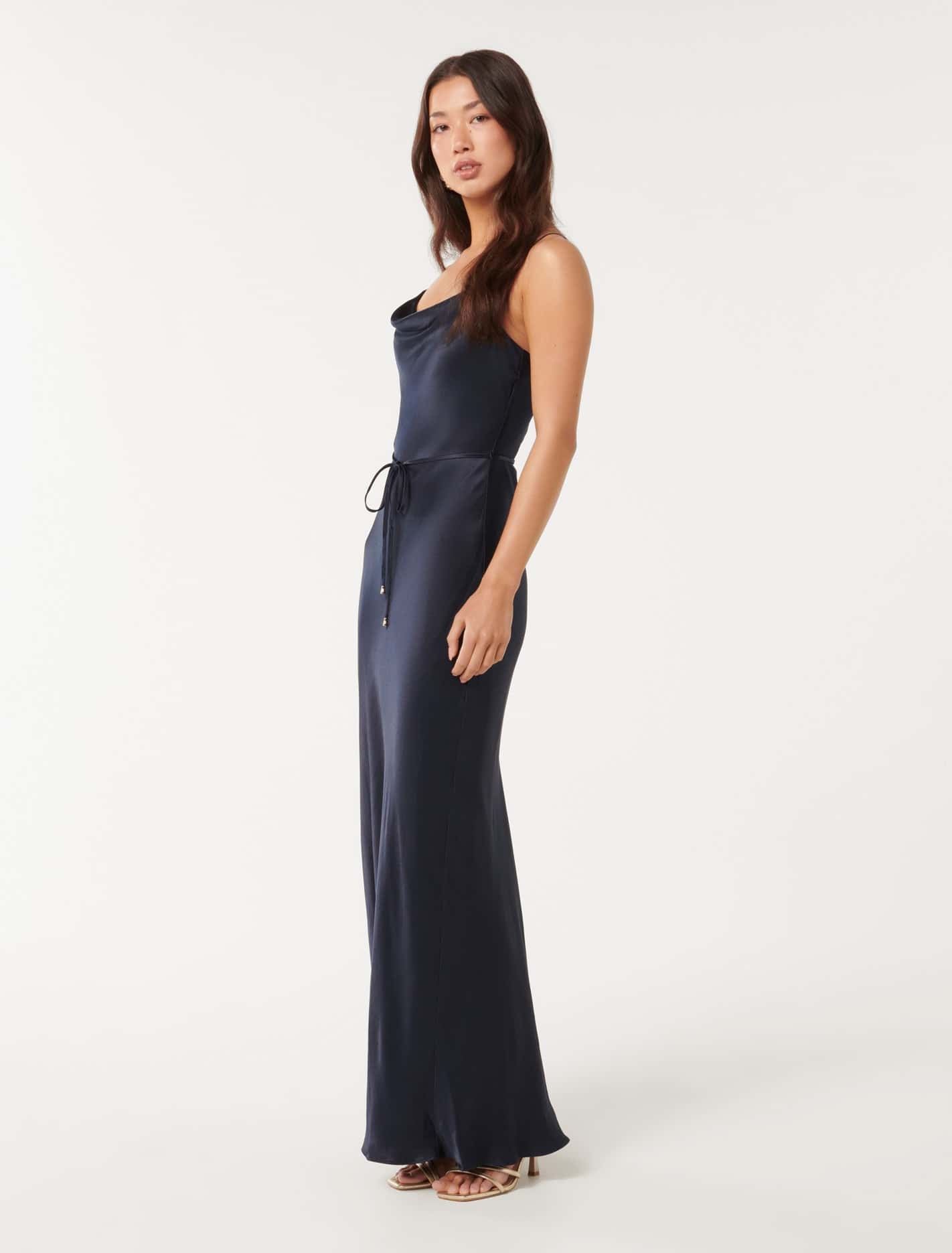 Lucy Satin Cowl Maxi Dress Deep Navy