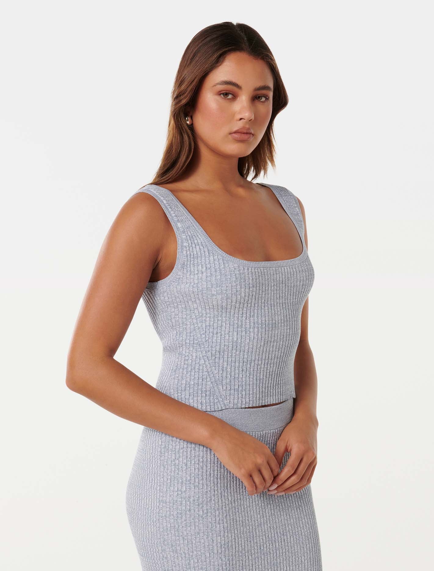 Indigo Knitted Co-Ord Tank Turquoise Blue Space Dye