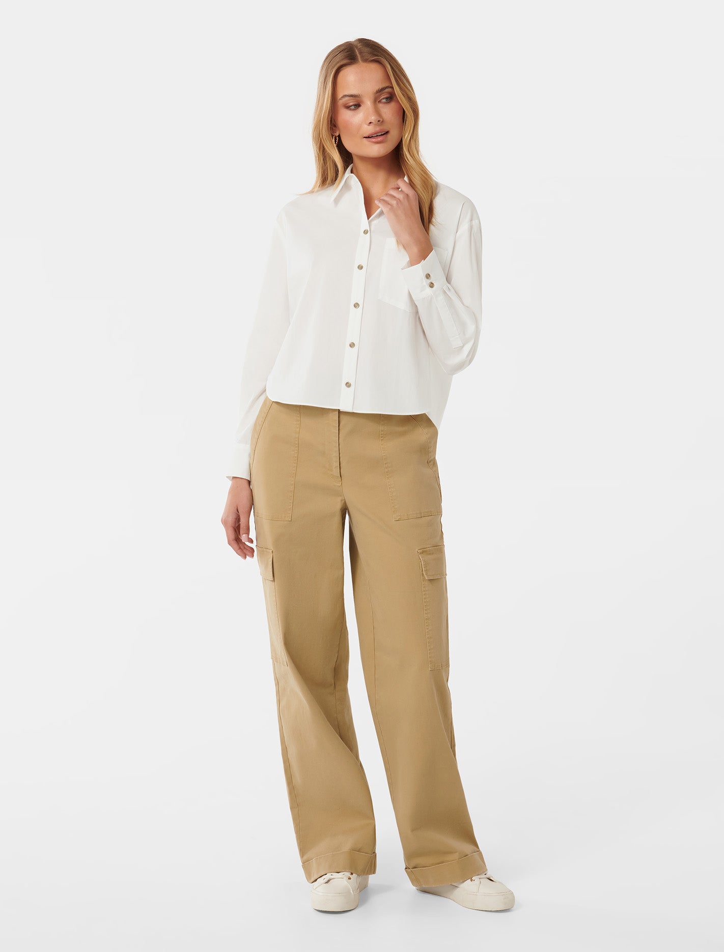 Chloe Cropped Shirt Porcelain