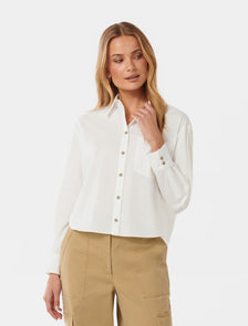 Chloe Cropped Shirt Porcelain