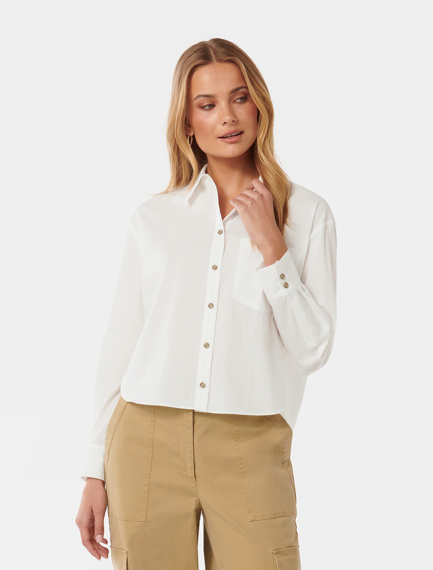 Chloe Cropped Shirt Porcelain