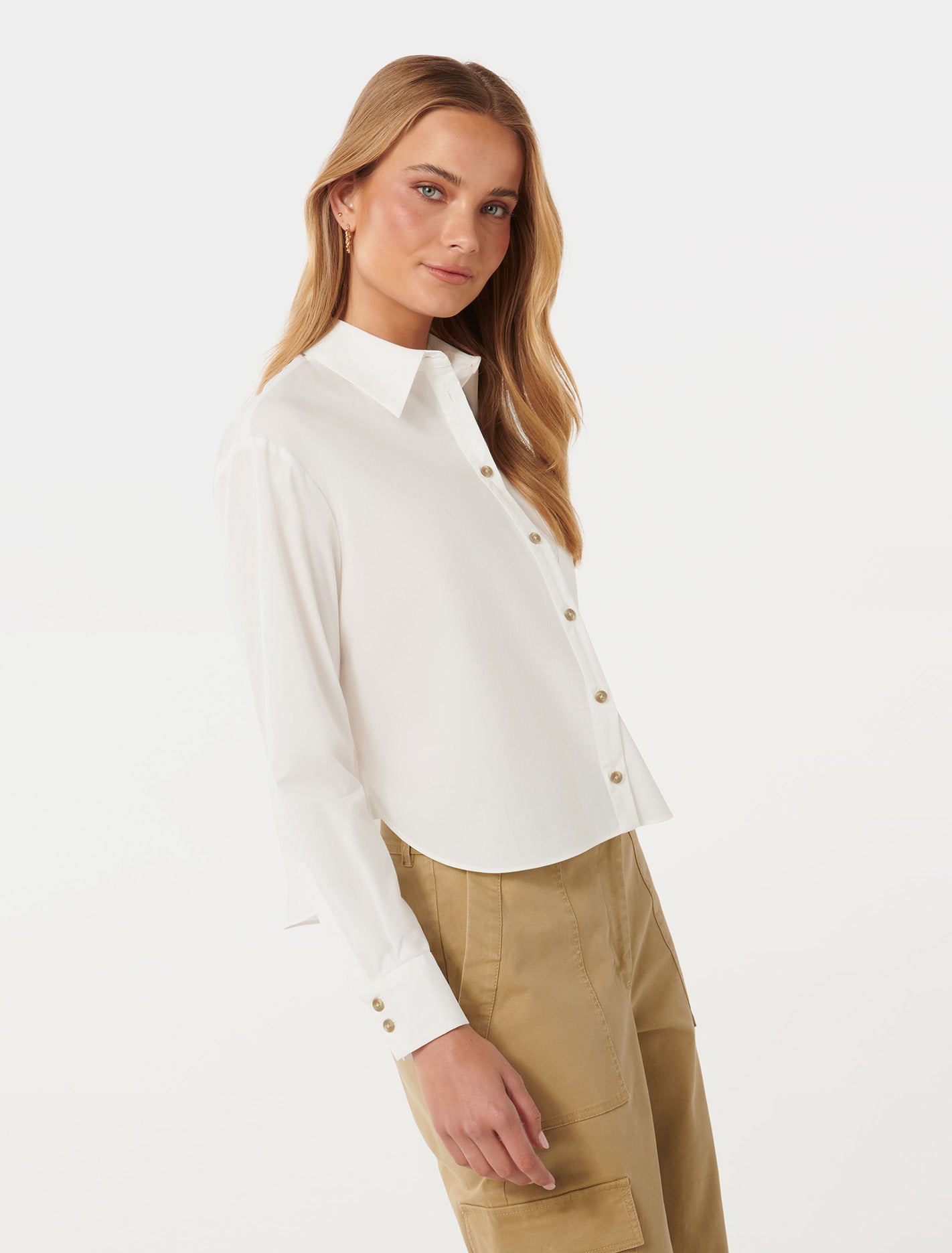 Chloe Cropped Shirt Porcelain
