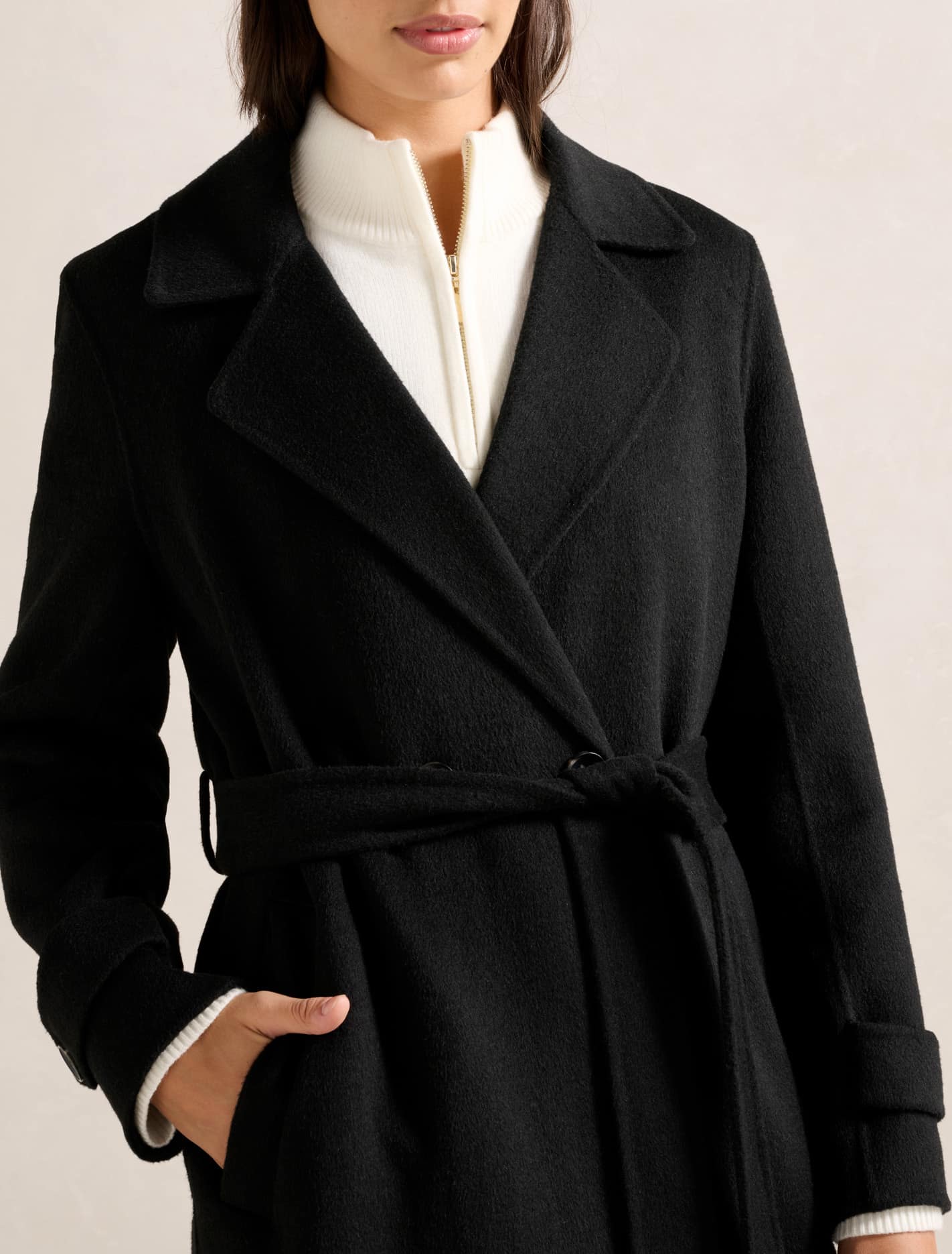 Carter Felled Seam Coat Black