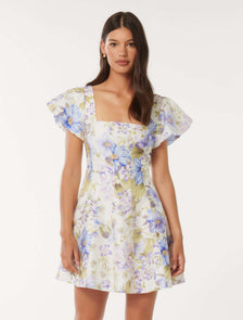 Josie Square-Neck Mini Dress Selene Floral