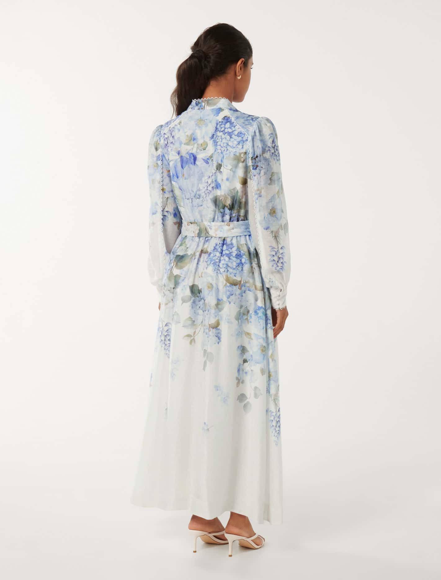 Peyton Petite Trim Detail Midi Dress Blue Warrantina
