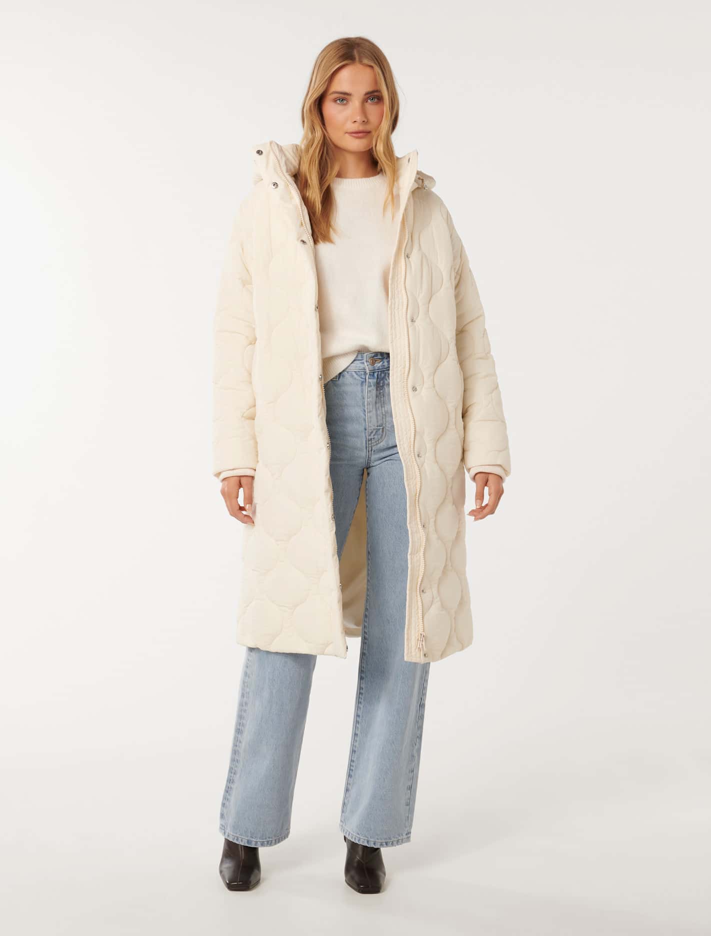 Portia Longline Quilted Puffer Milk