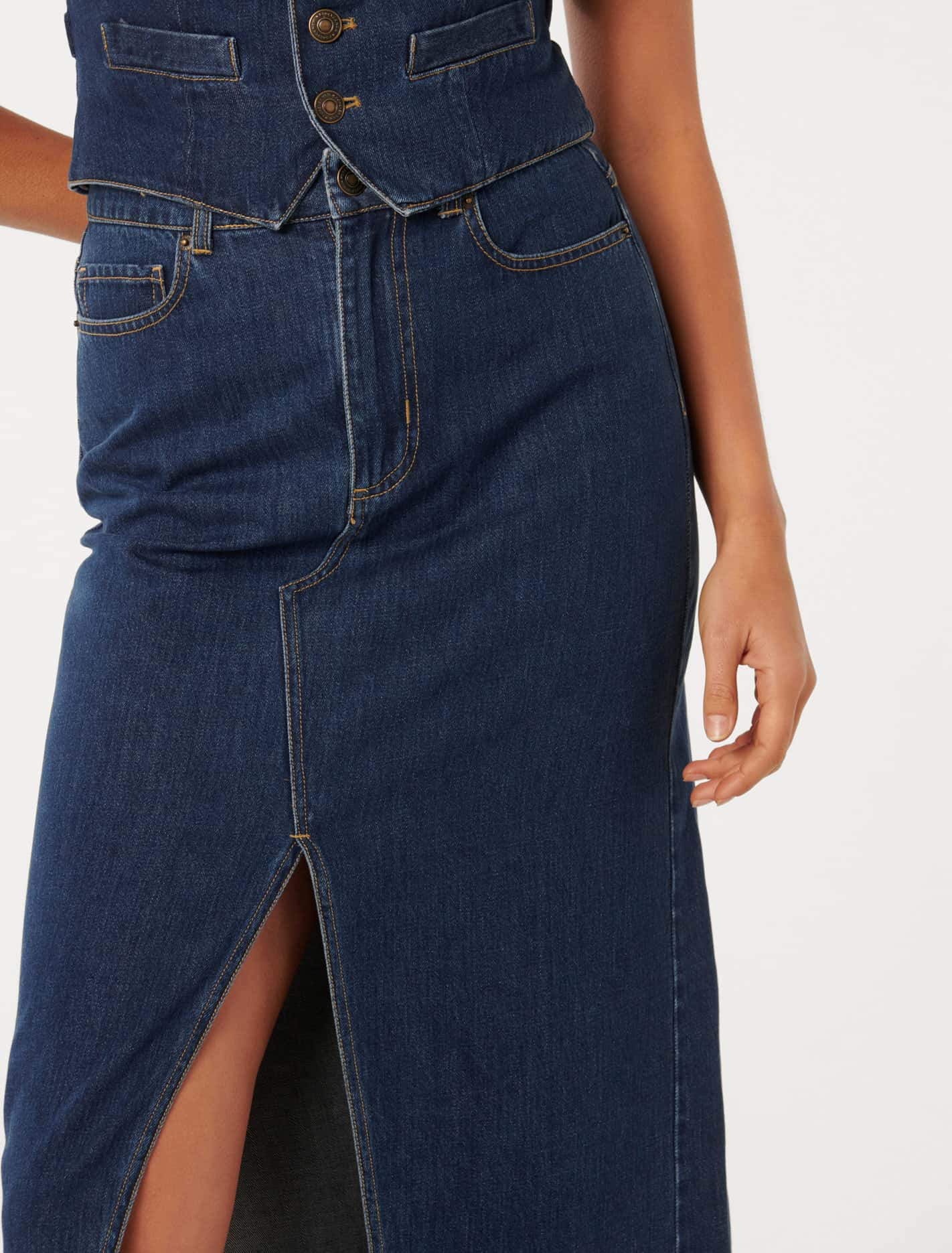 Dallas Midaxi Skirt Mid Wash Co-ord