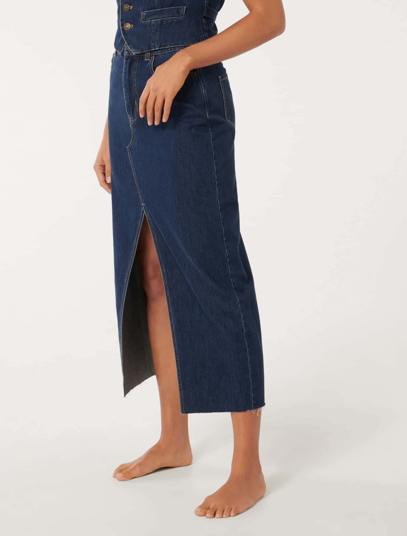 Dallas Midaxi Skirt Mid Wash Co-ord