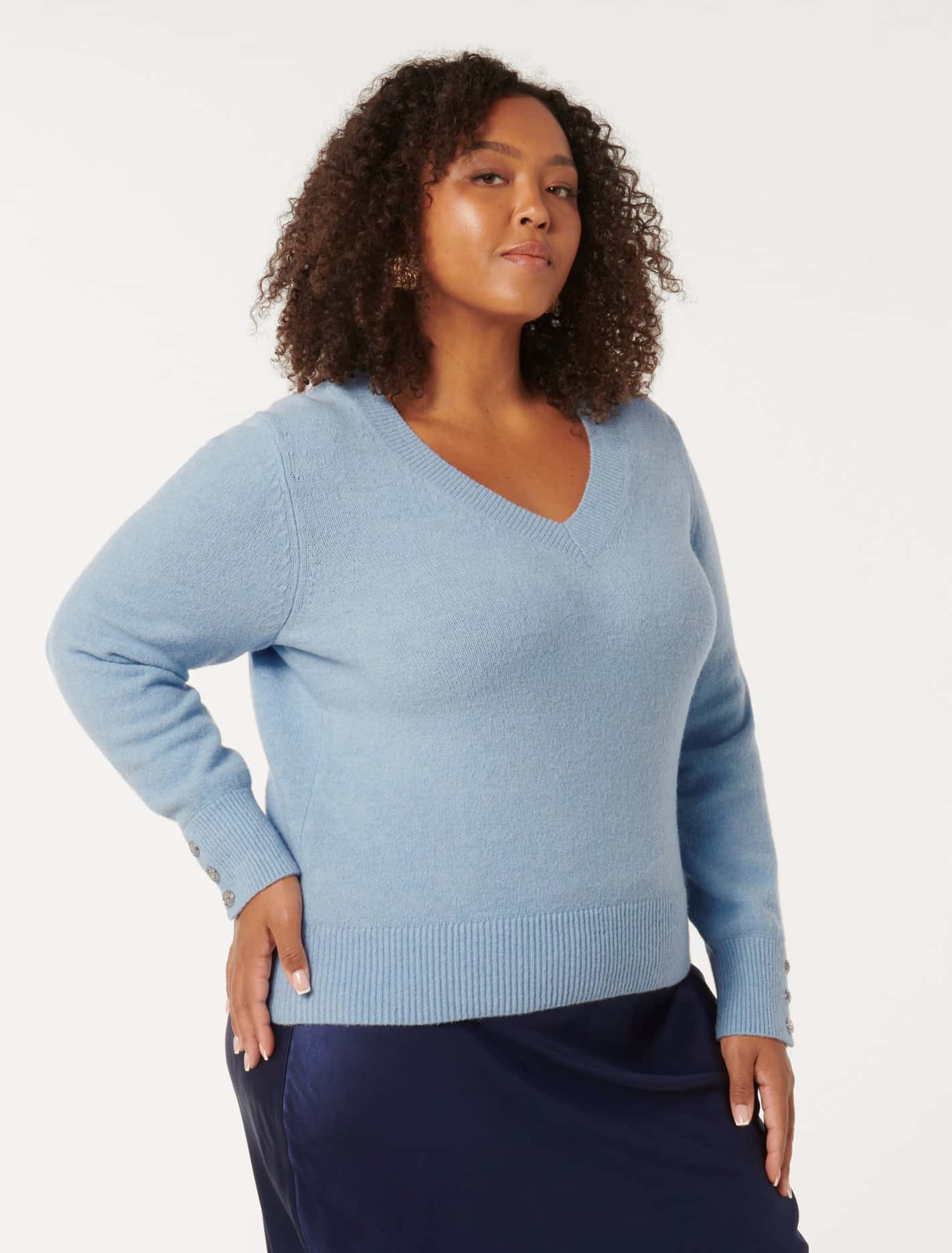 Sabrina Curve Button Cuff Knit Icicle