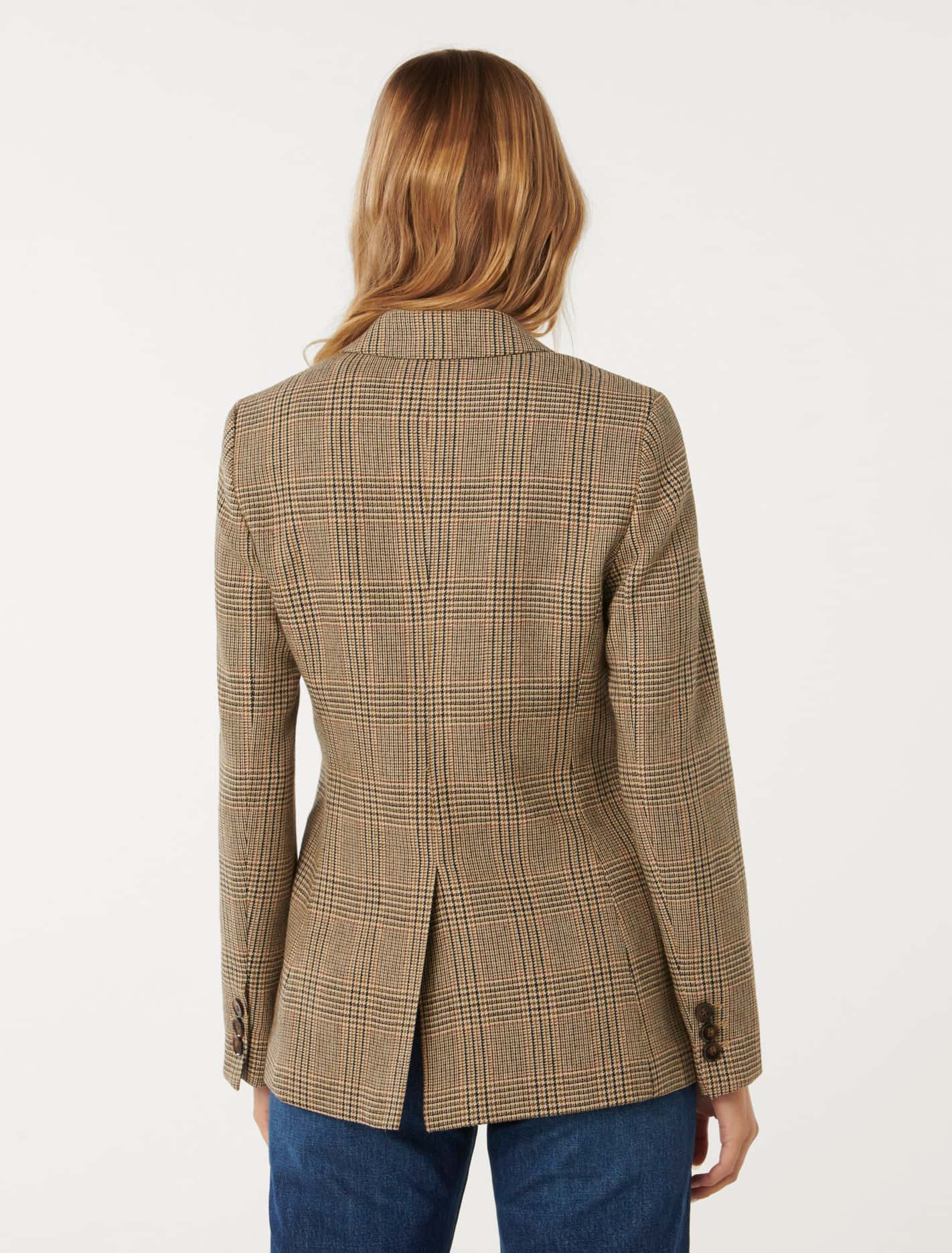 Nadia Double Breasted Blazer Beige Heritage Check