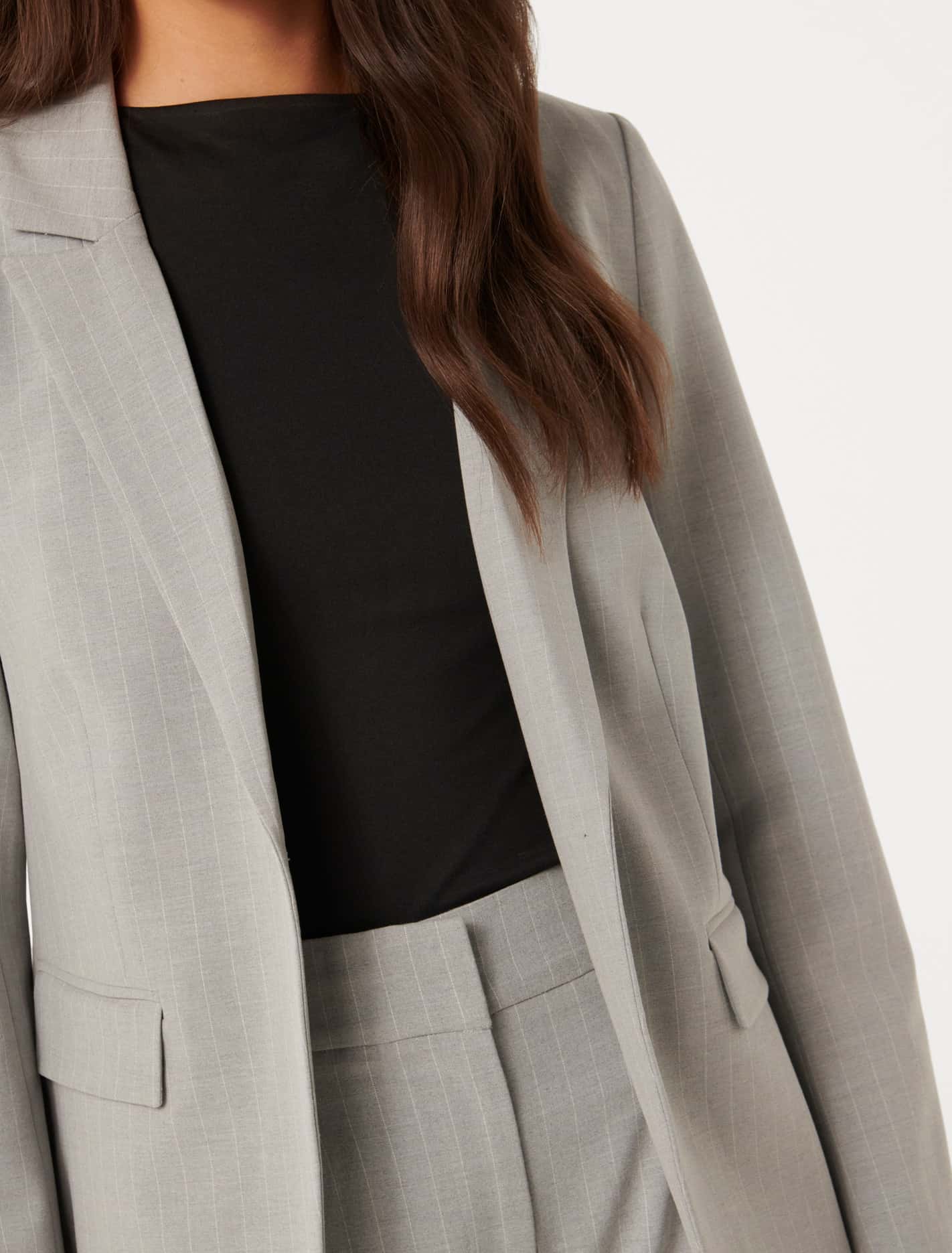 Jodie Single Breasted Blazer Grey Pinstripe Suit