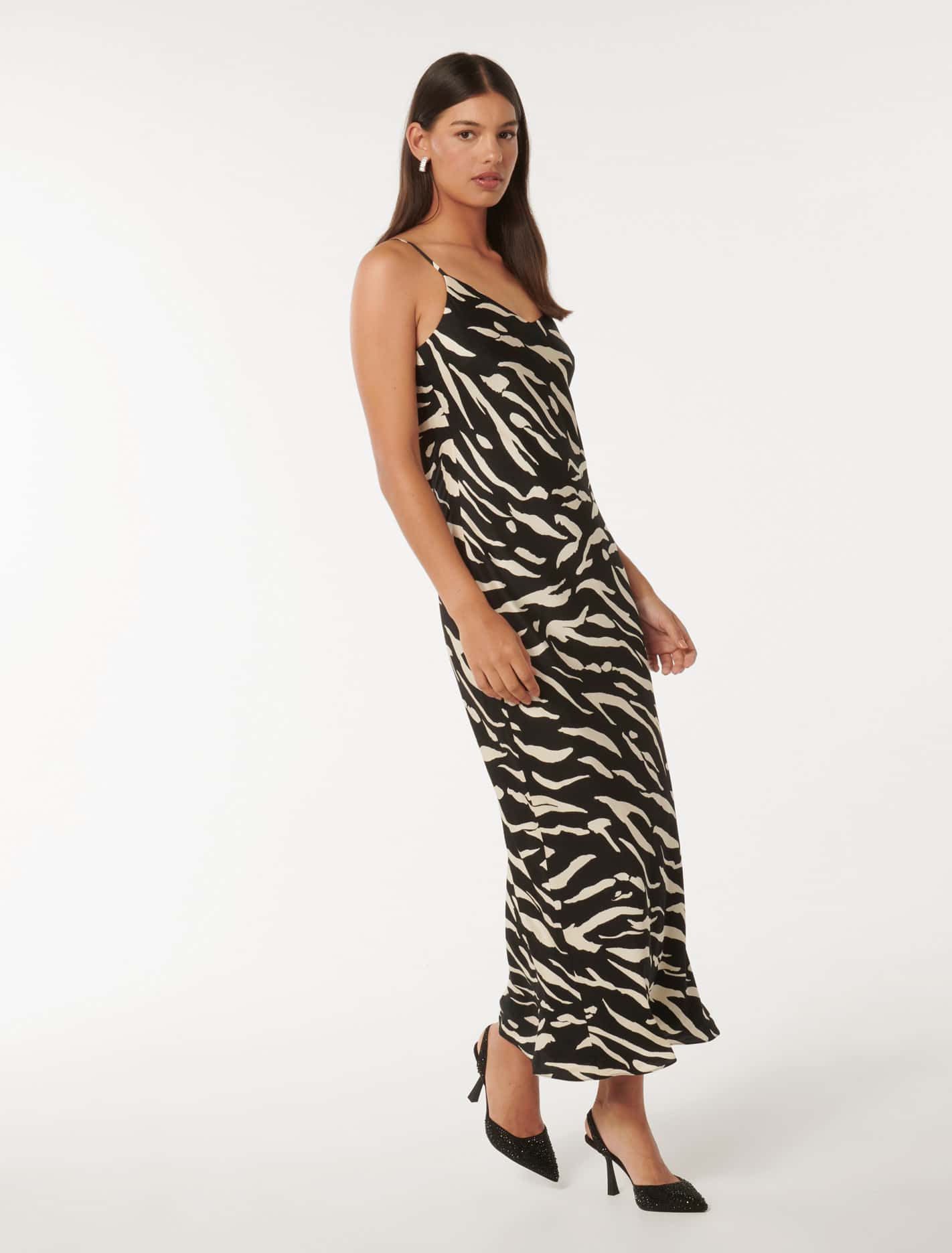 Skye Satin Slip Dress Carmen Abstract