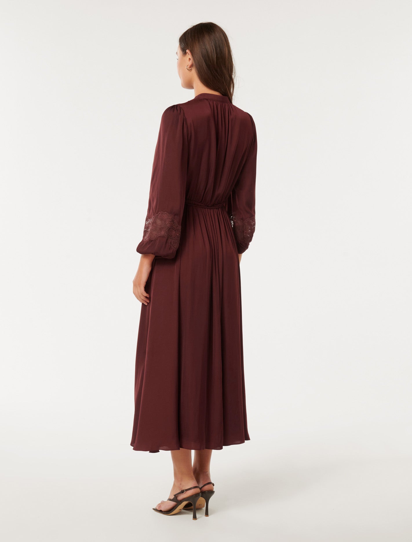 Paisley Trim Detail Midi Burnt Red