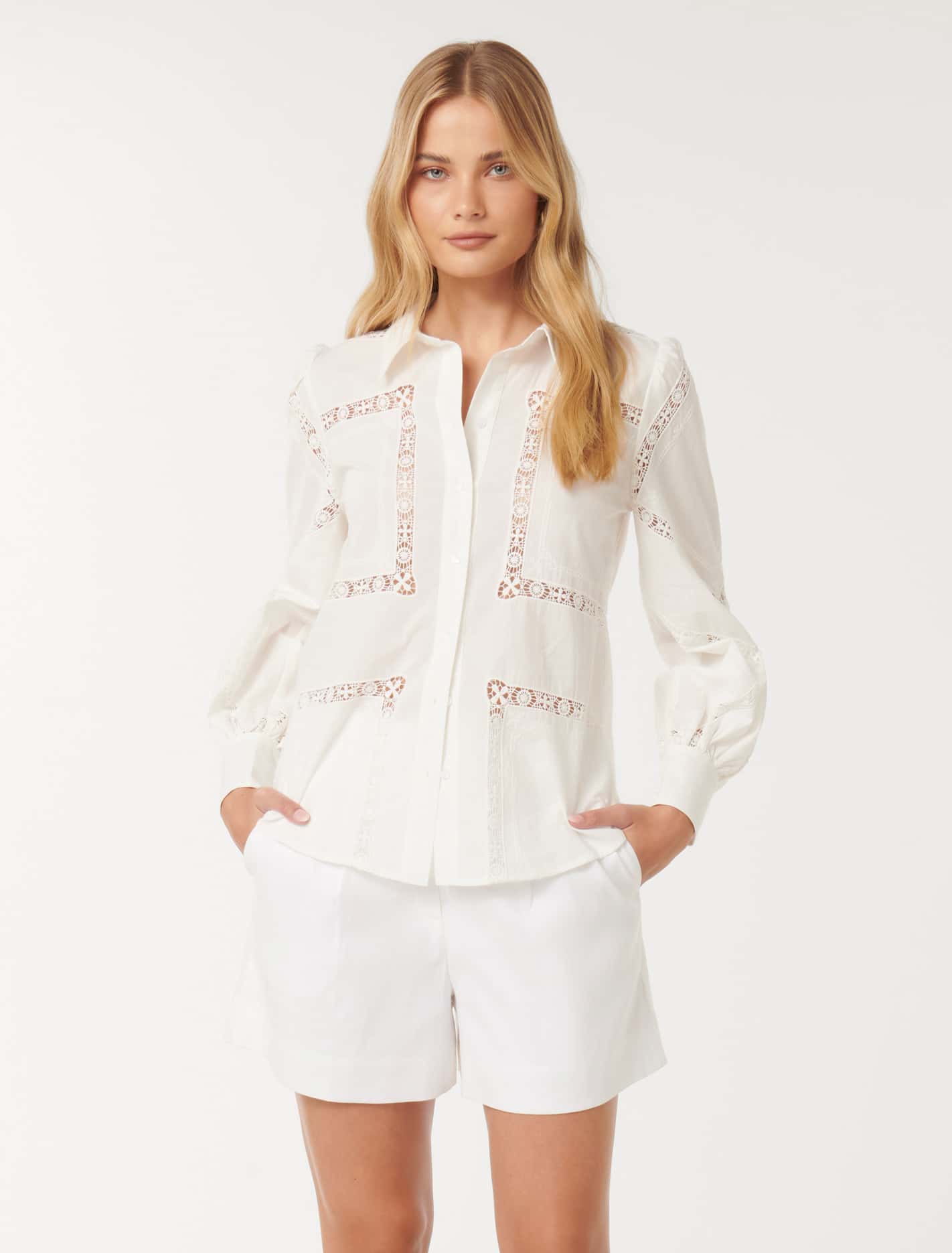 Brianna Broderie Shirt Porcelain