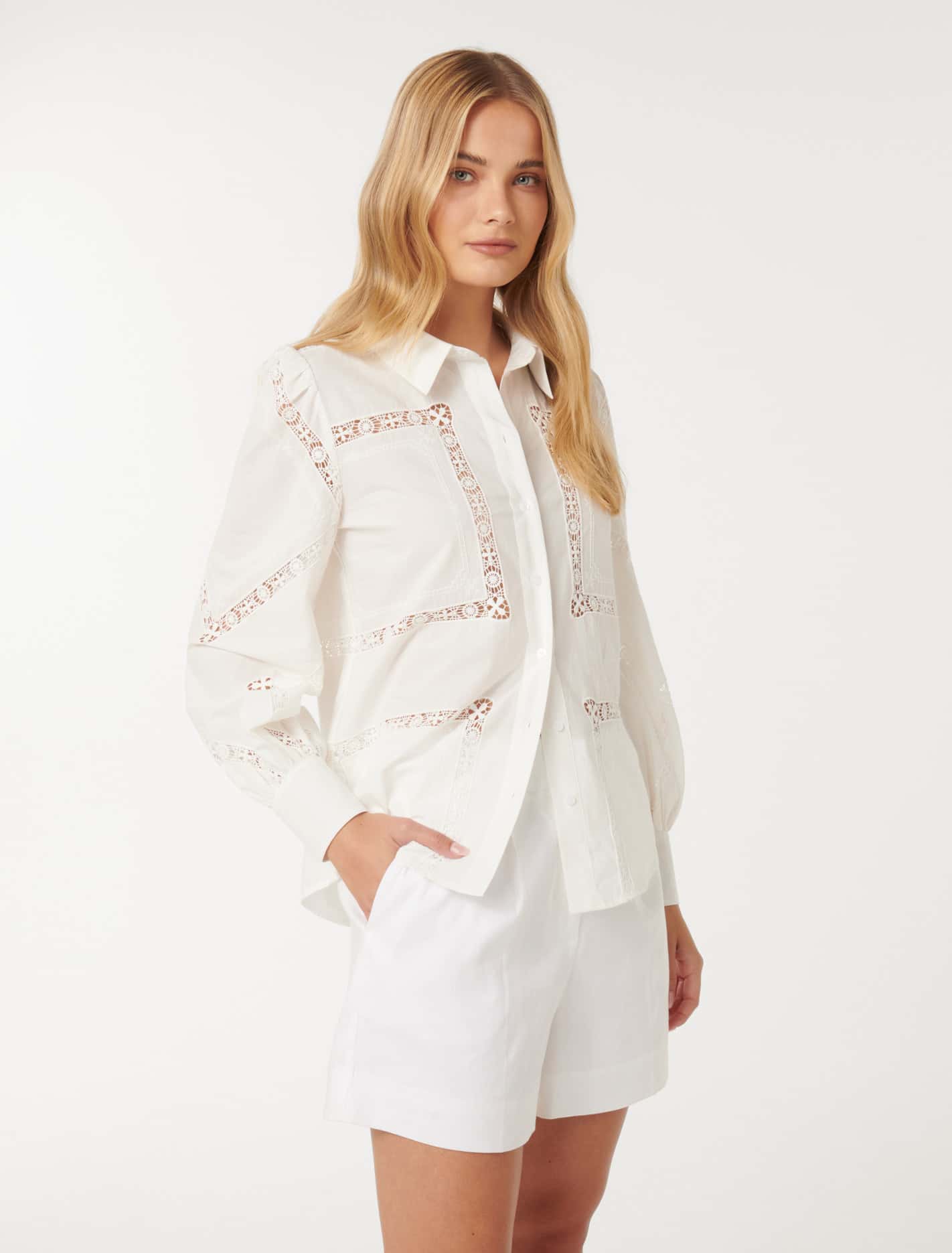 Brianna Broderie Shirt Porcelain