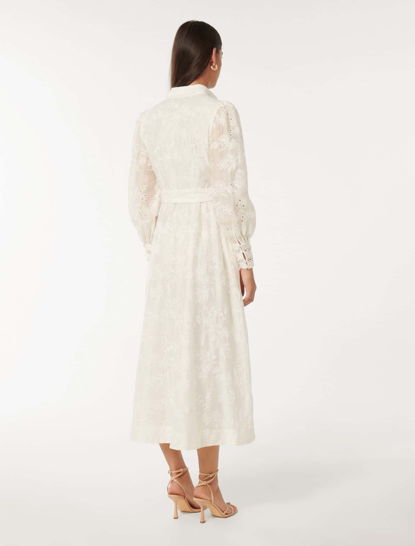Autumn Embroidered Midi Dress Porcelain