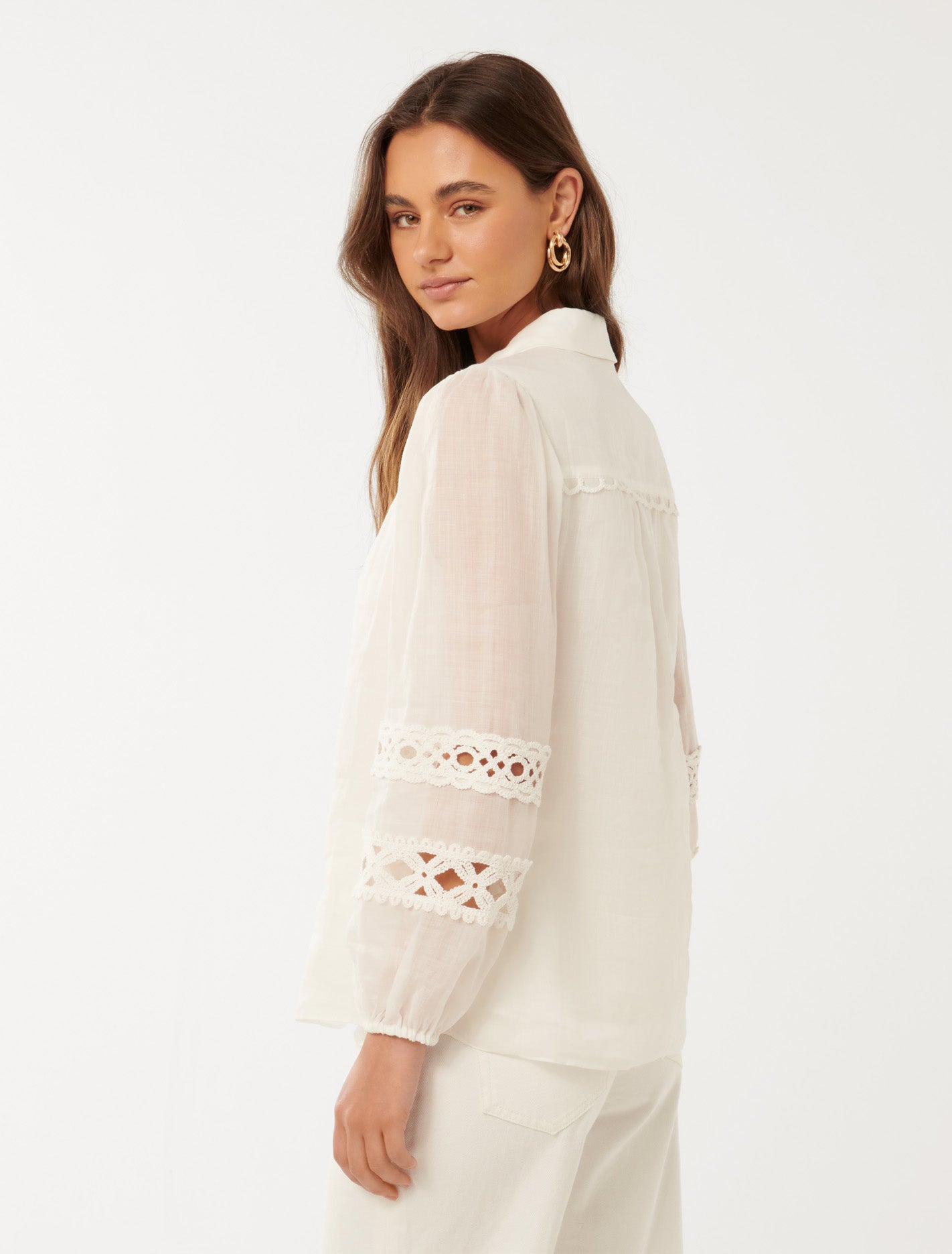 Carina Crochet Trim Shirt Porcelain