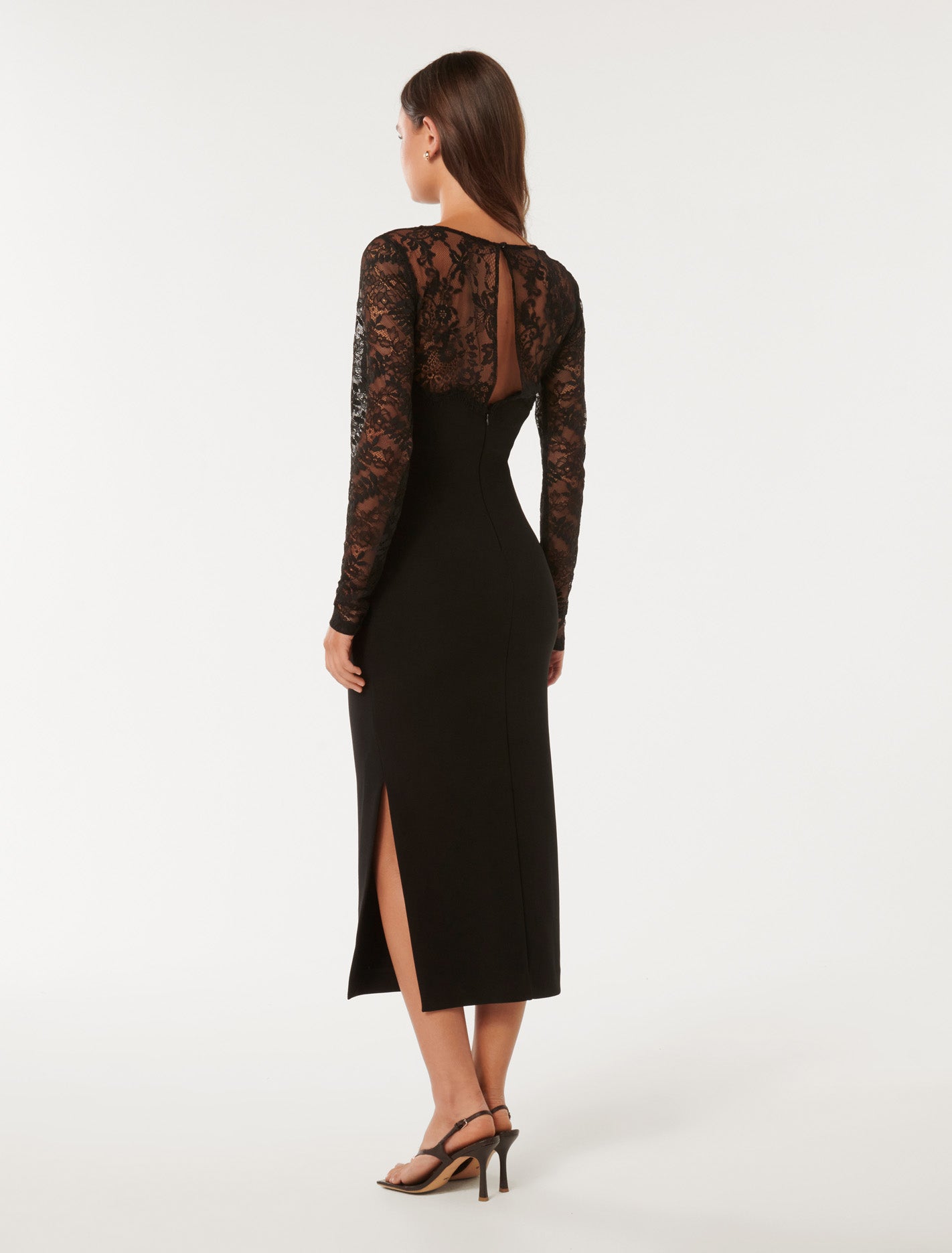 Diana Lace Detail Bodycon Black