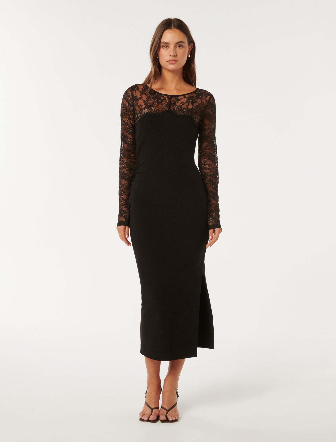 Diana Lace Detail Bodycon Black