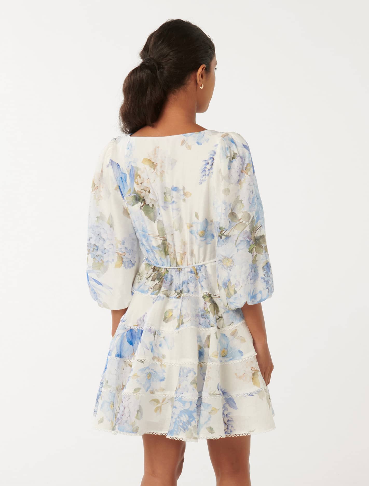 Esmie Petite Tiered Floral Skater Blue Warrantina