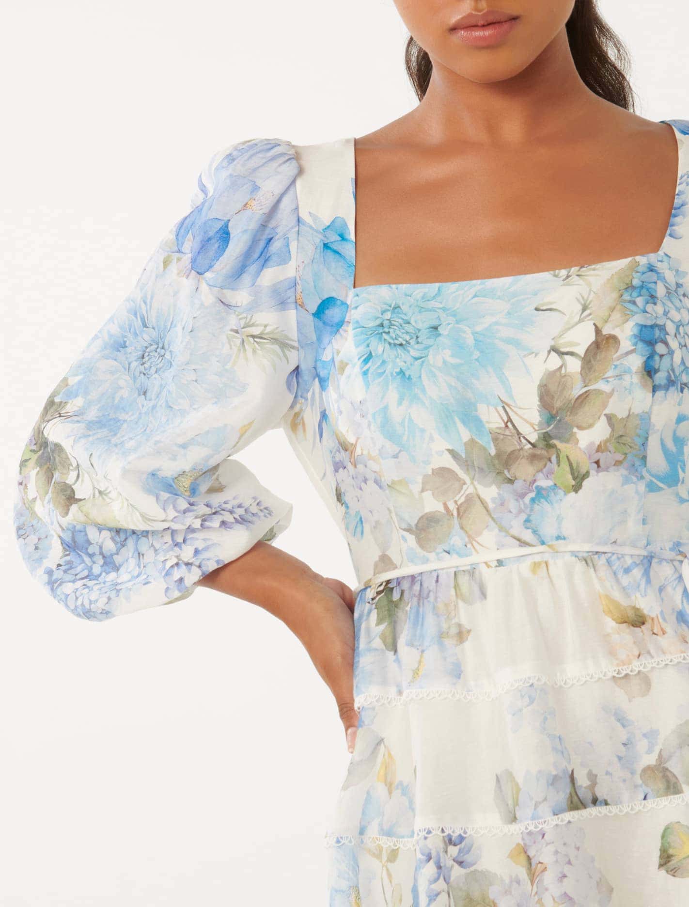 Esmie Petite Tiered Floral Skater Blue Warrantina