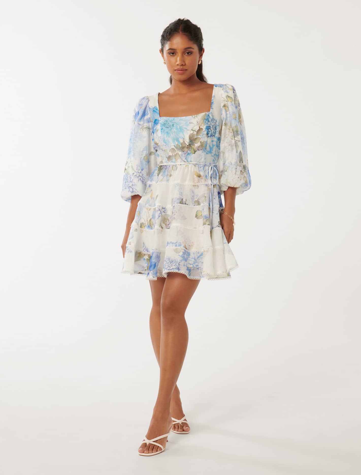 Esmie Petite Tiered Floral Skater Blue Warrantina
